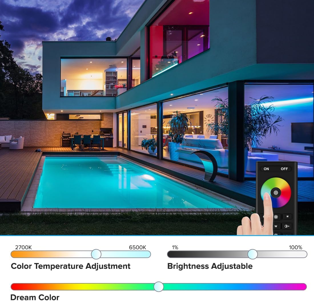 BTF-LIGHTING 2.4GHz Wireless RF Remote RC03RFB &4PCS C04RF Tuya Controller Kit 4 Zones Group Control 5050SMD FCOB COB PWM RGBW (+ R G B W) 5pin LED Strip DC5V DC12V DC24V