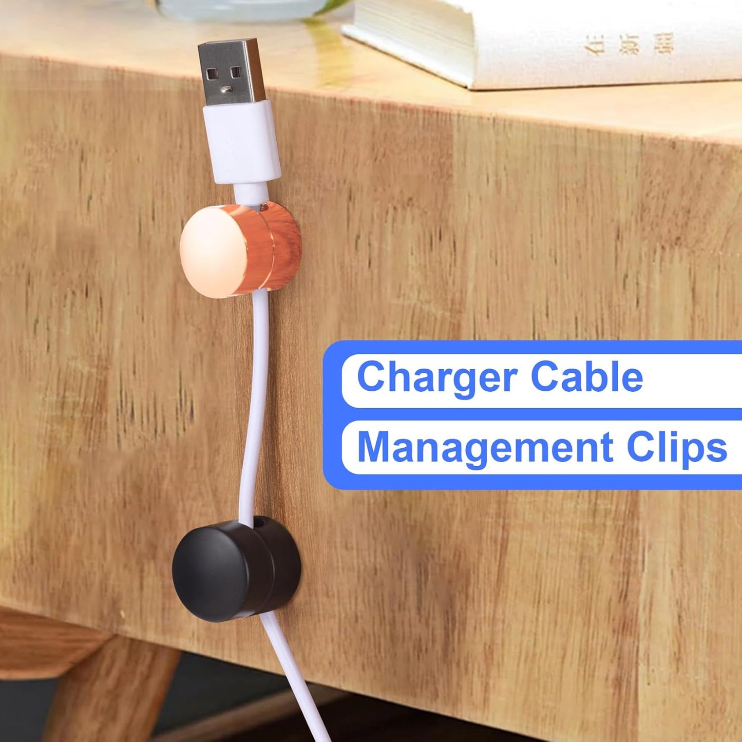 3 Sets Charger Holders for Cords, Adjustable Cable Anchor Holders, Adhesive Metal Cord Clips, Cable Management Wire Organizers for Desk, Office, Nightstand - Matte Black, White, Rose Gold