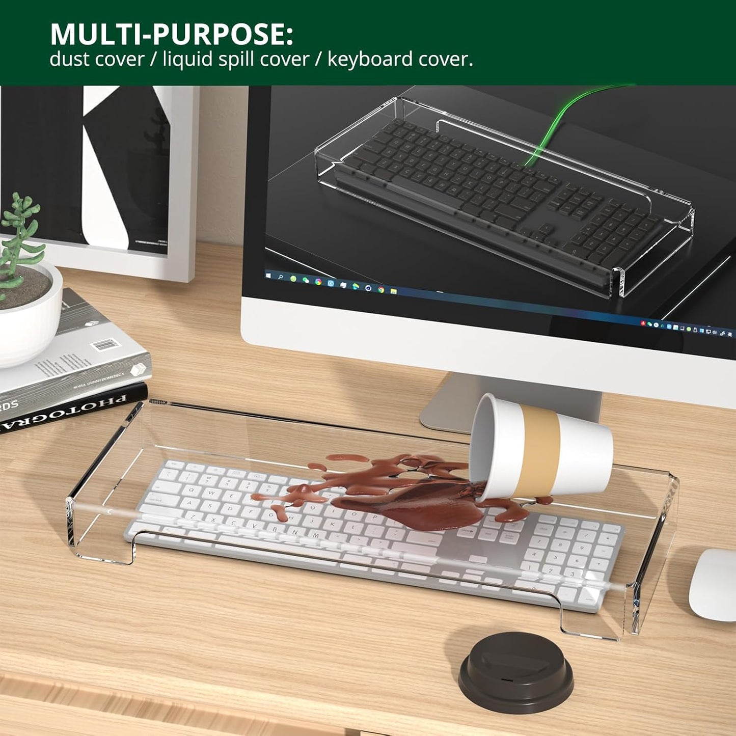 Acrylic Computer Keyboard Cover, Mechanical Keyboard Dust Cover PC Keyboard Cat Protector, Cat Keyboard Protector (1 Pack, Clear)