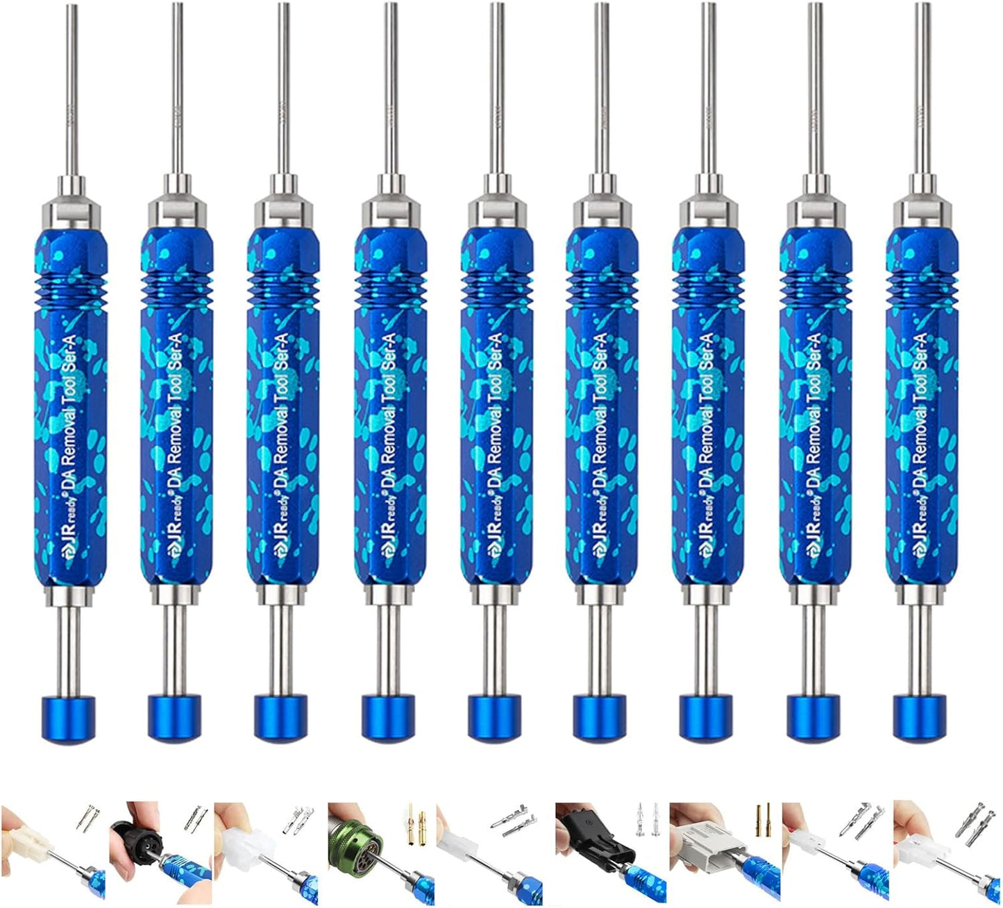 JRready ST5289 Tube Type Ejector Rod Contact Pin Extraction Tool for Molex .062" & .093”/HARTING/TE Heavy Duty/Weather Pack/AMP 4.2/6.35/2.13/CPC/RT360 Contacts, Terminal Insertion Toolsl, 9PCS
