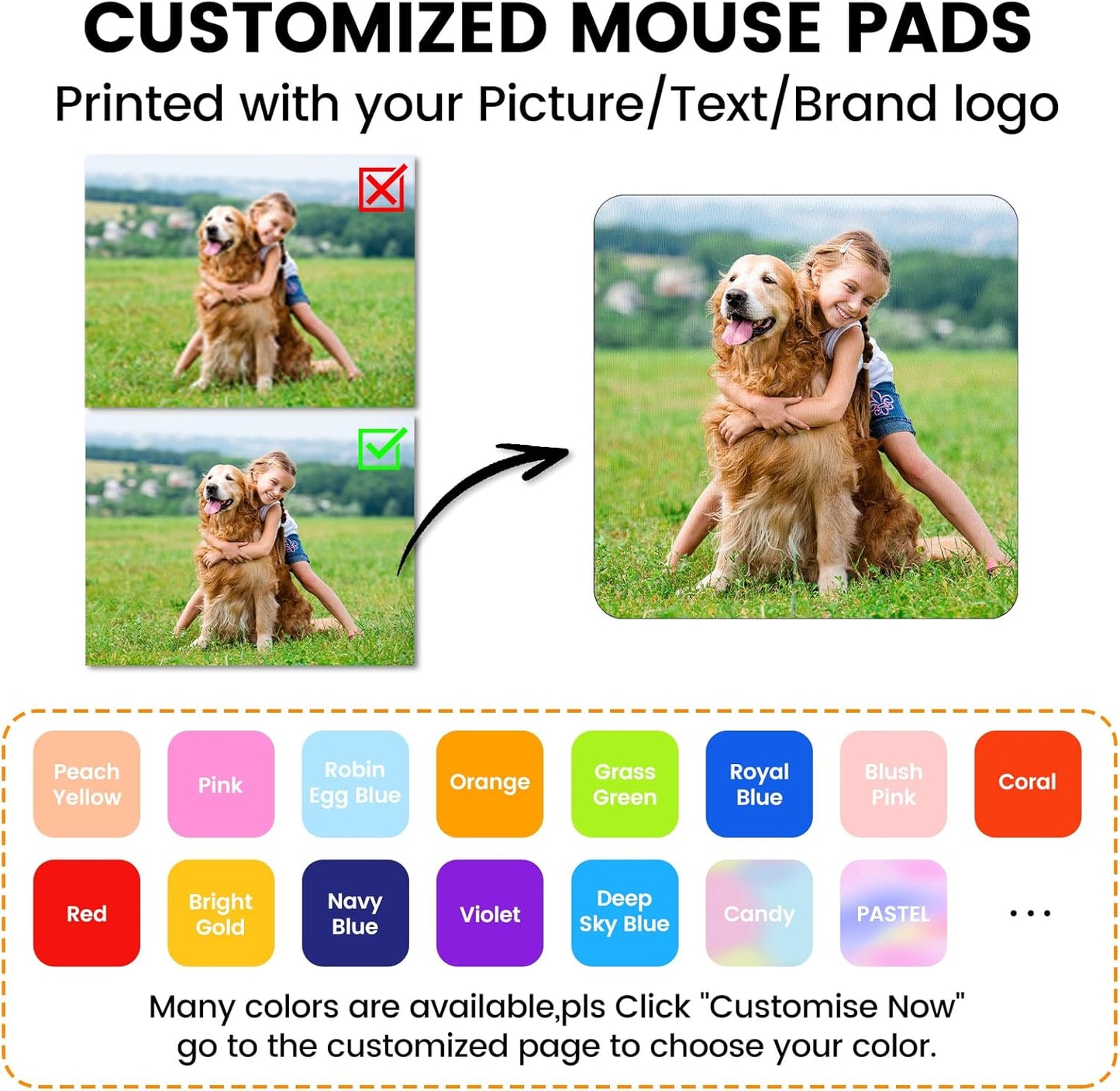 Custom Mouse Pad, Personalized Mouse Pad with Photo & Text, Neoprene Mouse Mat for Laptop Computer Office Desk, Mousepad Small with Anti-Slip Rubber Base