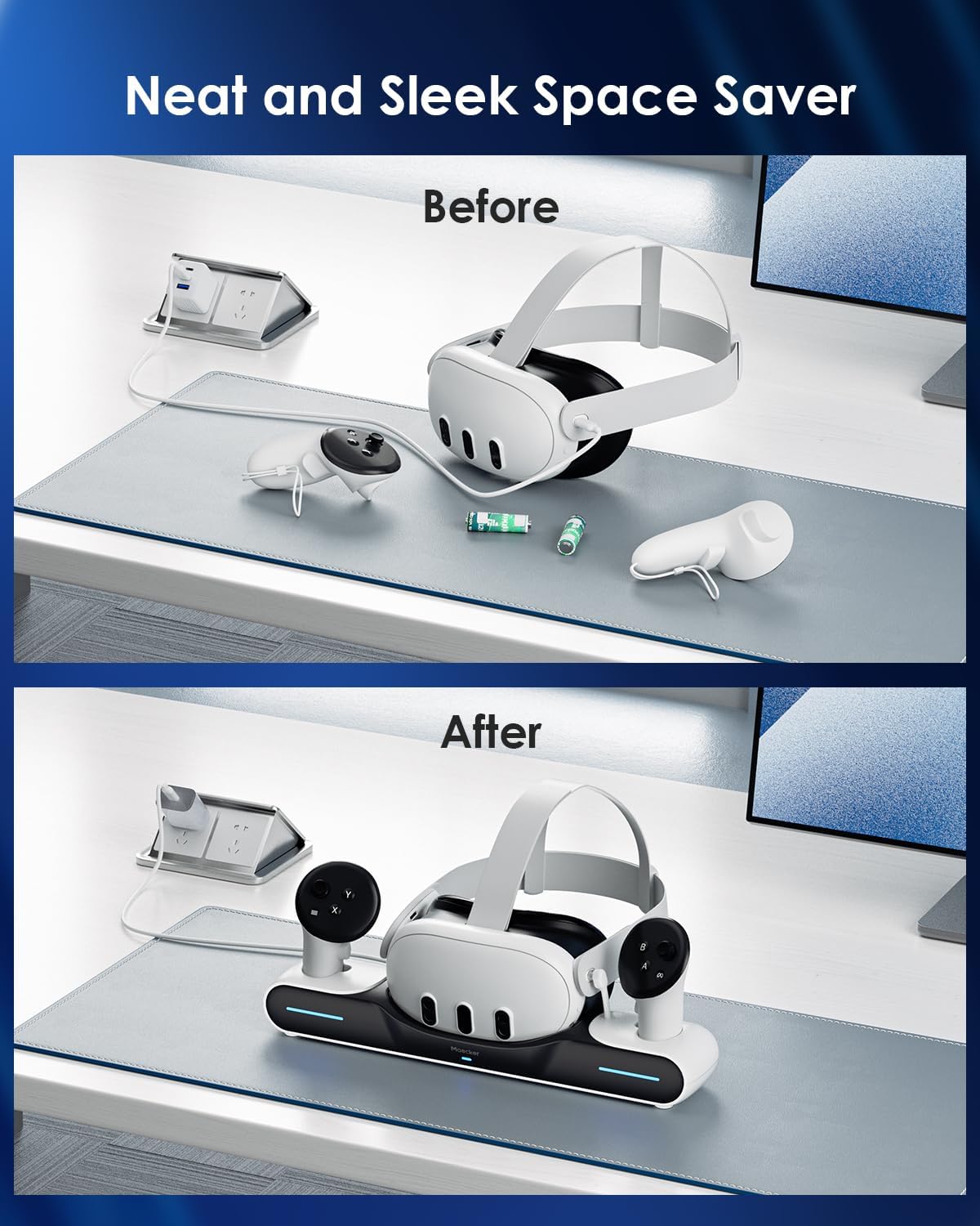 Charging Dock for Meta Quest 3/3S Charging Station Magnetic Charger for Meta Quest 3/3S Accessories Charging Stand