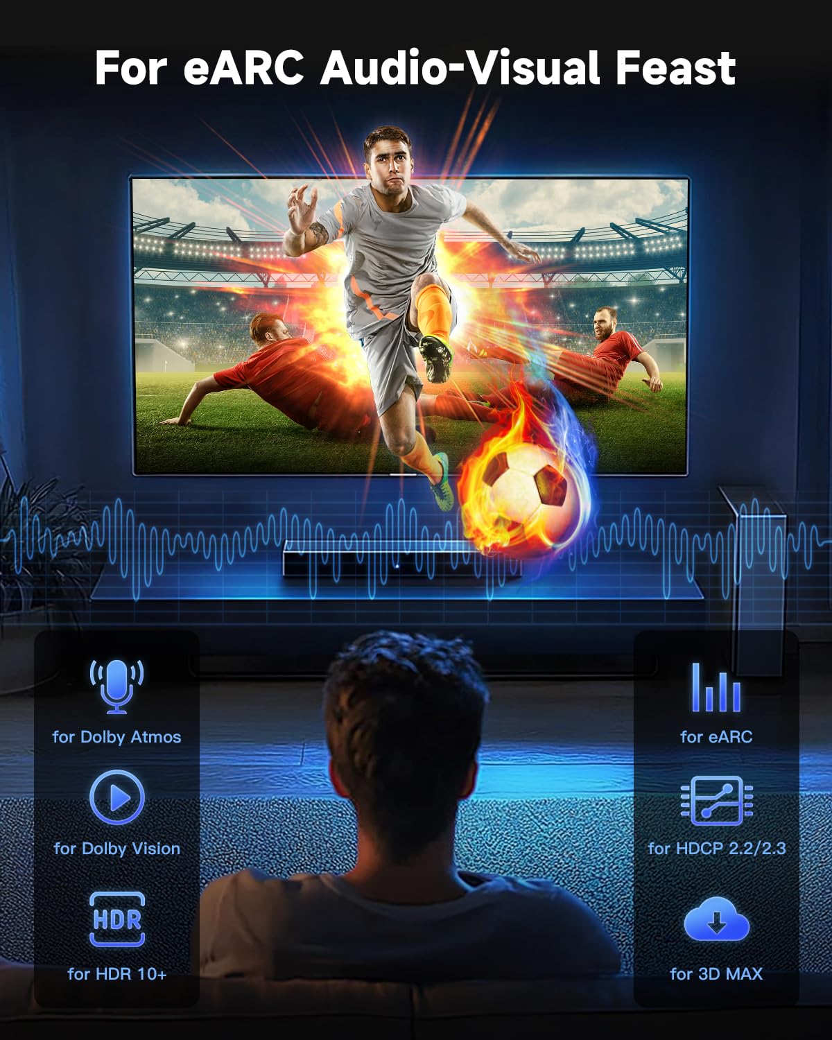 ARISKEEN 8K HDMI Cable 1 FT, 48Gbps High Speed HDMI 2.1 Cable, 8K 60Hz, 4K 120Hz 144Hz Braided HDMI Cord - 1 Feet