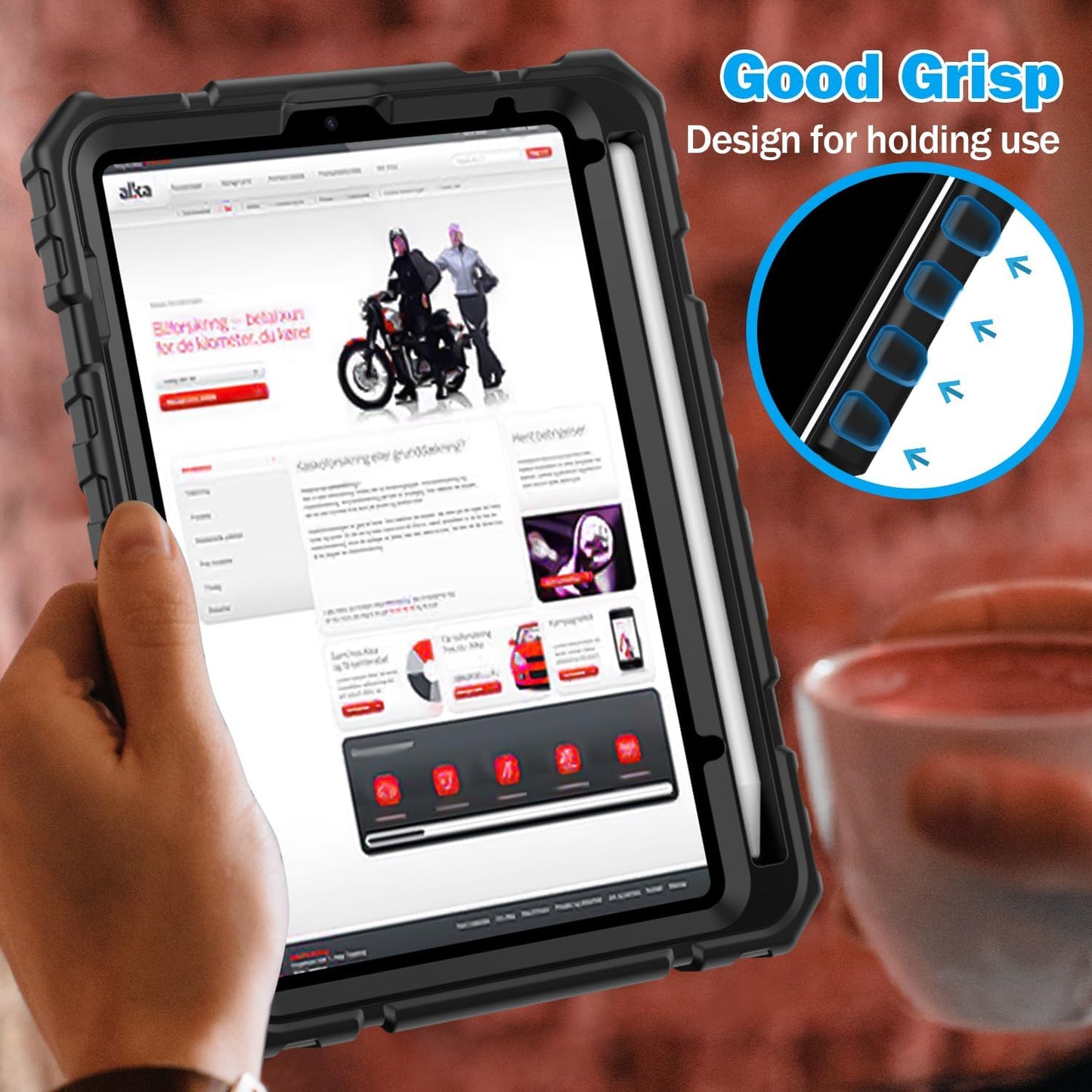 Grifobes Case for iPad Mini 7 (A17 Pro) 2024 / Mini 6 2021 8.3 inch, Heavy Duty Shockproof Rugged Cover with Pencil Holder Stand, for I Pad Mini 7th/6th Gen 8.3" Case for Kids Boys (Black)