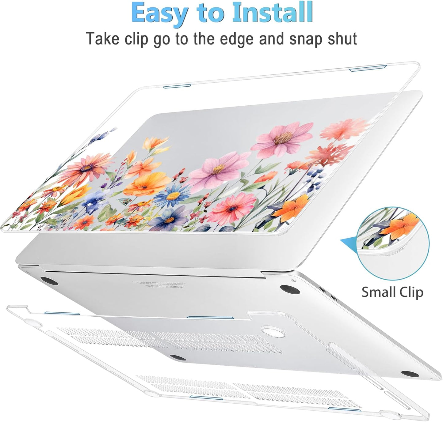 Mektron for MacBook Pro 13-inch Case 2022 2021 2020 Release A2338 M2 M1 A2289 A2251, Printed Plastic Hard Shell Cover for New MacBook Pro 13.3-inch Touch Bar Fits Touch ID，Floral P165