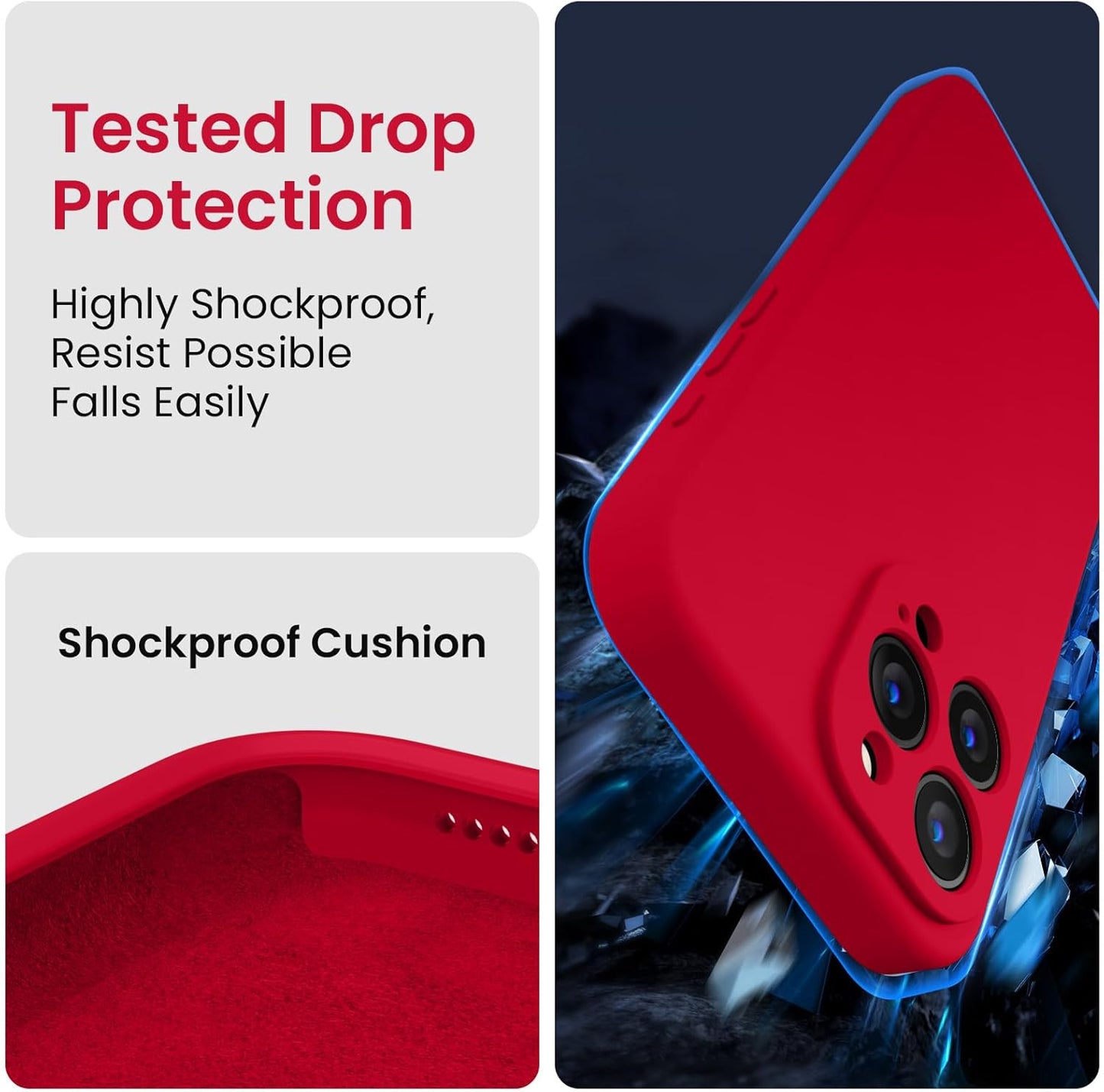 FireNova Designed for iPhone 15 Pro Max Case, Silicone Upgraded [Camera Protection] Phone Case with [2 Screen Protectors], Soft Anti-Scratch Microfiber Lining Inside, 6.7 inch, Deep Red