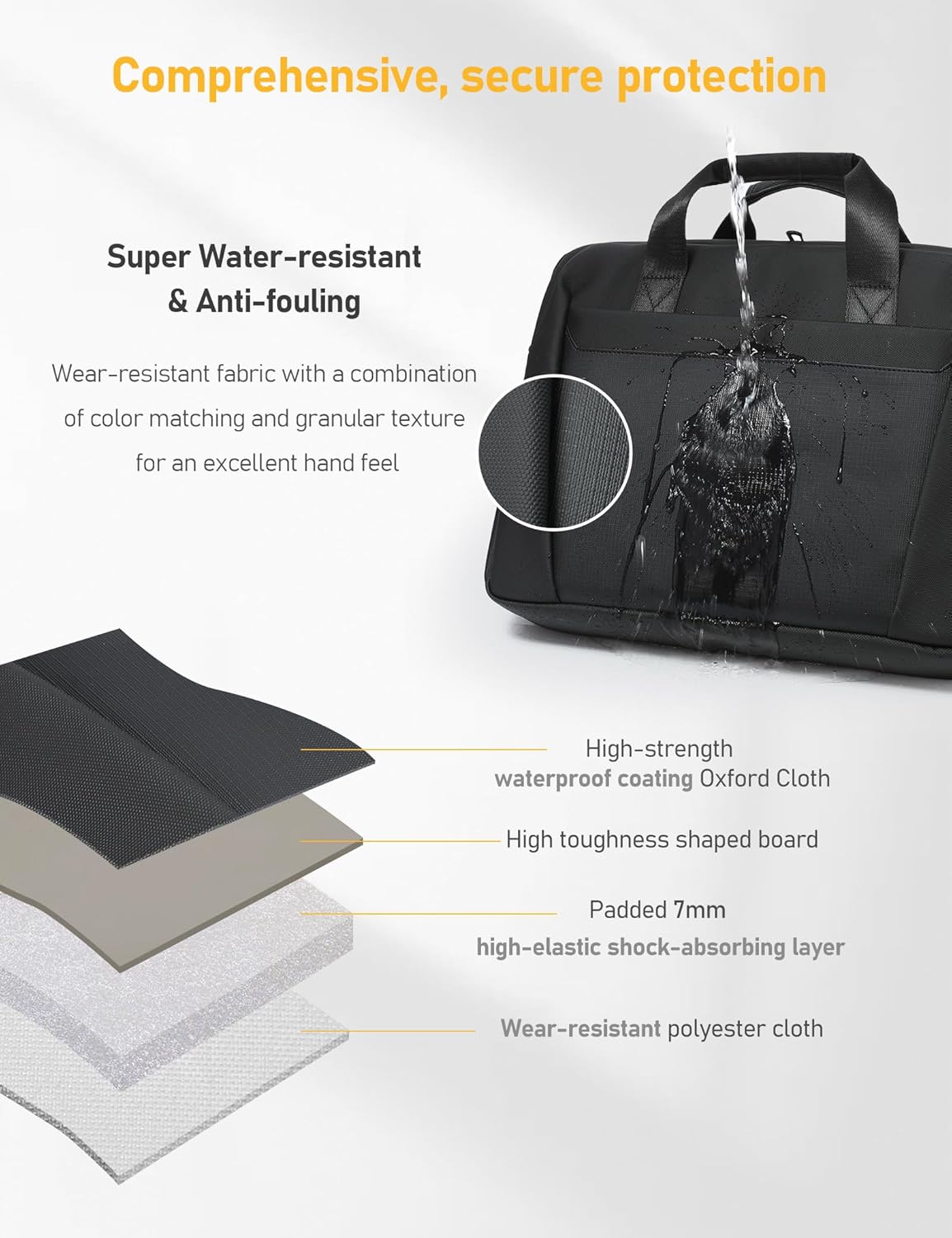 13-14 Inch Laptop Shoulder Bag Business Briefcase Water Resistant Computer Messenger Bags Compatible with MacBook Pro 14, MacBook Air 13 M4, HP, Dell, ASUS Notebook, Black