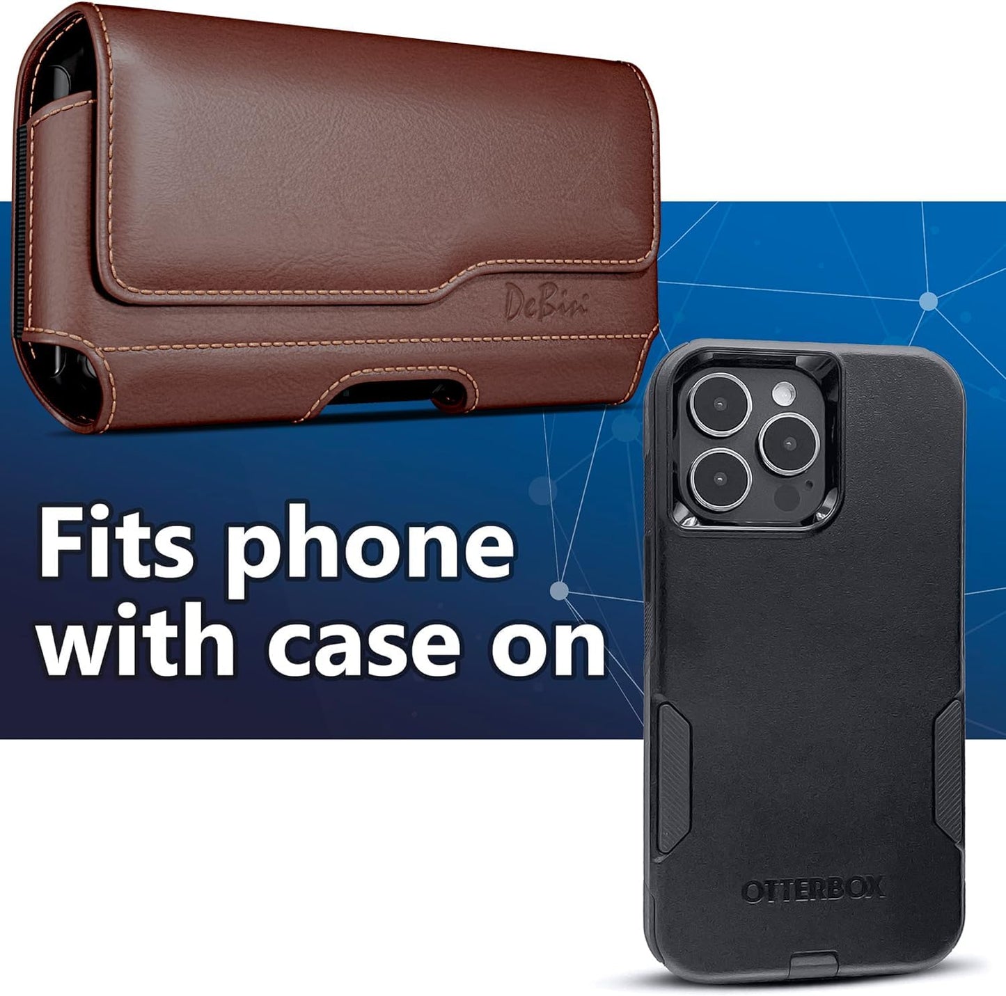 DeBin Case for Galaxy S25 Ultra, S24 Ultra 5G, S24 FE, S23 Ultra, S22 Ultra, S21 Ultra, Note 20 Ultra - Cell Phone Belt Holster with Clip Carrying Pouch Holder Cover Brown