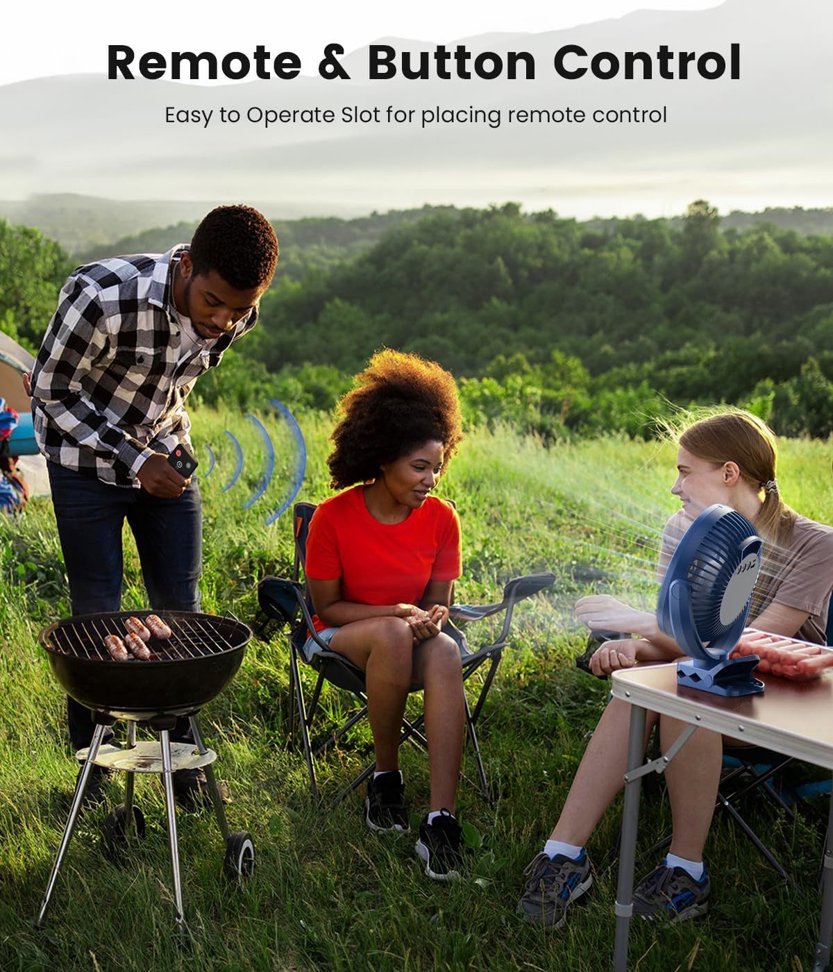 8-inch Clip-on Fan - 12000mAh Portable Rechargeable Battery, 3 Speeds, Strong Airflow, USB, Small Desk, Personal Quiet for Office, Stroller, Bedroom and Camping