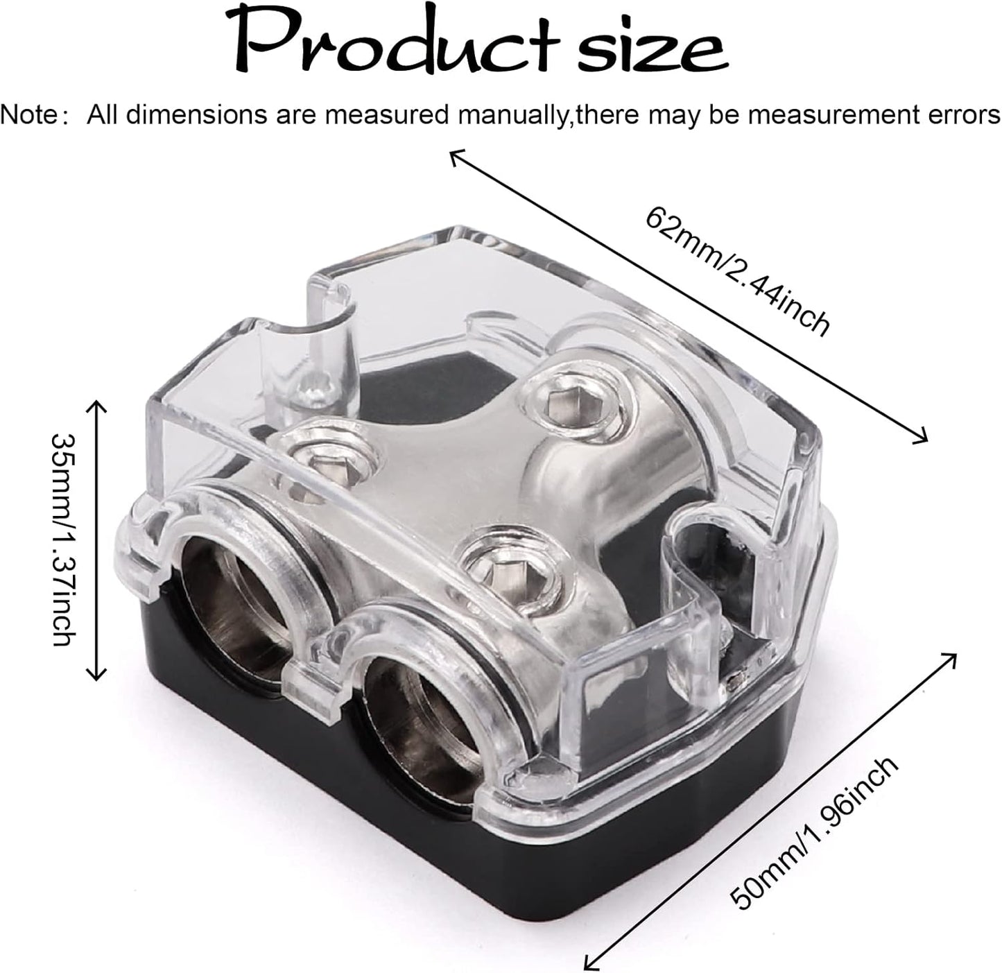 2 Way Power Distribution Block 1x 0 GA in 2X 0 GA Out Circuit Protector Distribution Connecting Blocks for Car Audio Splitter,2Pcs