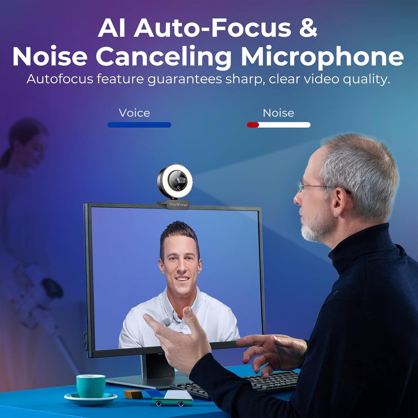 2K Webcam for PC with Microphone & Light & Privacy Cover, Web Camera for Desktop Computer/Laptop/Monitor/Mac, USB Streaming Camera for Zoom/Skype/Teams/Video Calling/Studying and Conference