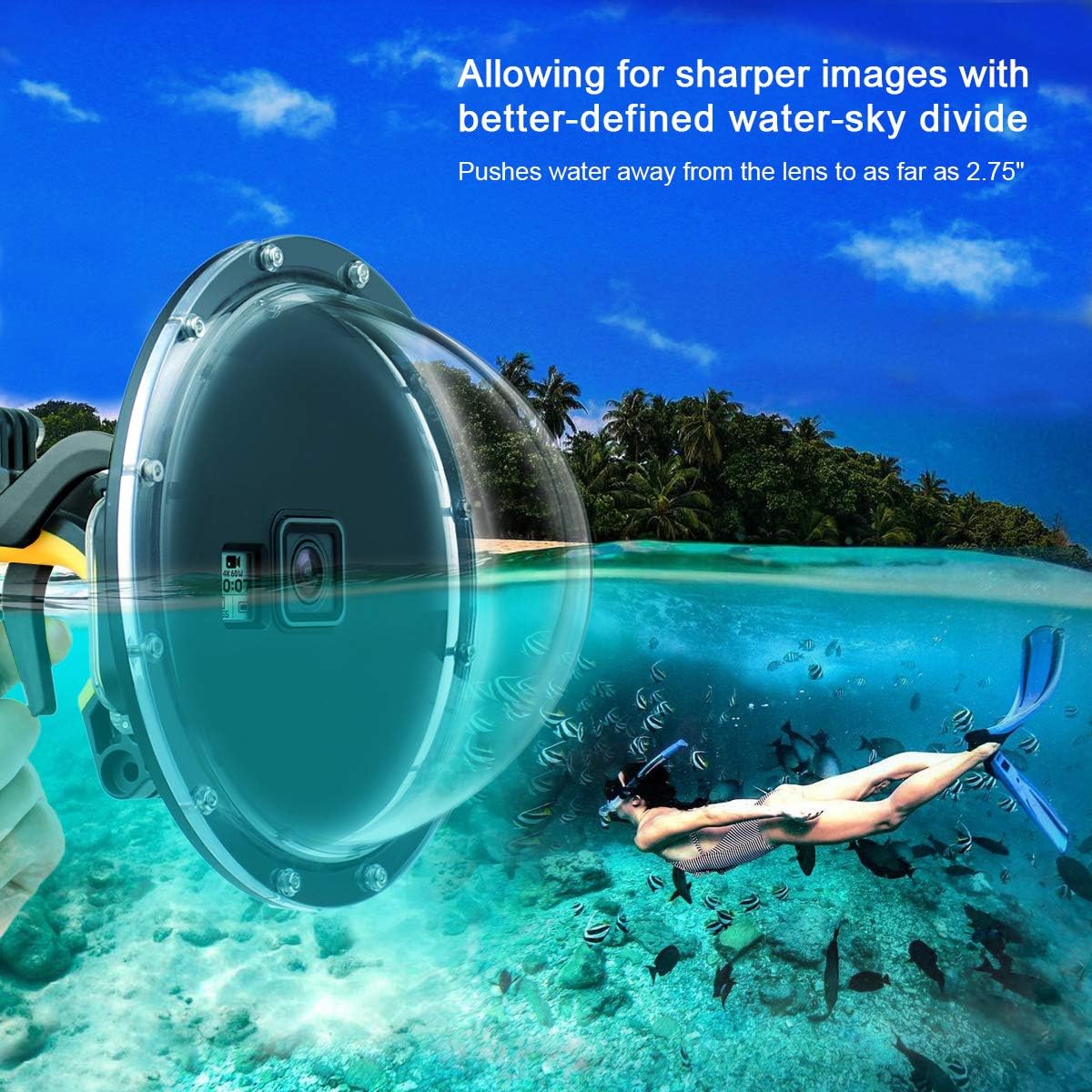 Dome Port for GoPro Hero 2018/7/6/5 Black - Go Pro Dome Port Lens with Waterproof Housing Case Trigger Floating Hand Grip for Hero7 Silver/White Underwater Photography