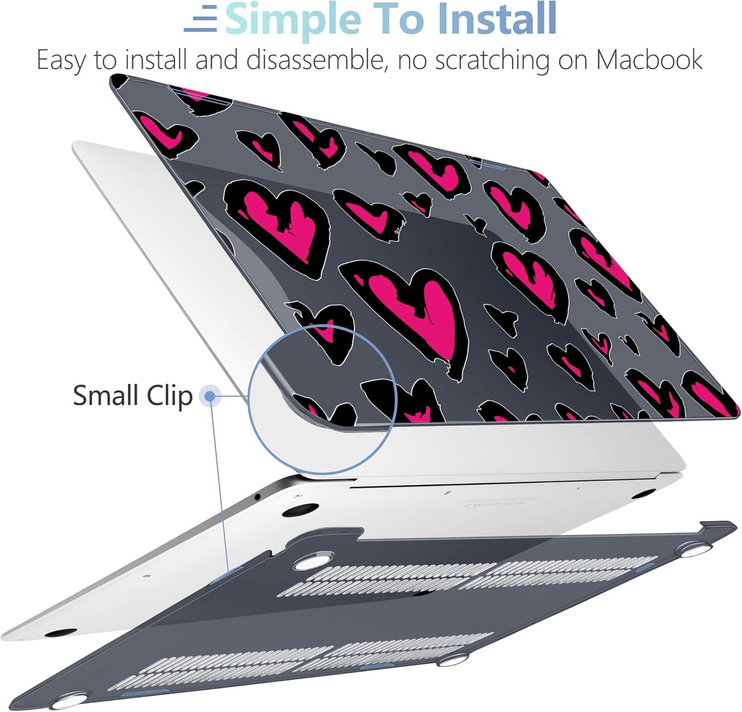 MEEgoodo for MacBook Air 13 inch Case 2021 2020 2019 2018 Released A2337 M1 A2179 A1932 with Touch ID, Plastic Hard Shell & Keyboard Cover Compatible with MacBook Air Case 13.3, Handwritten Heart