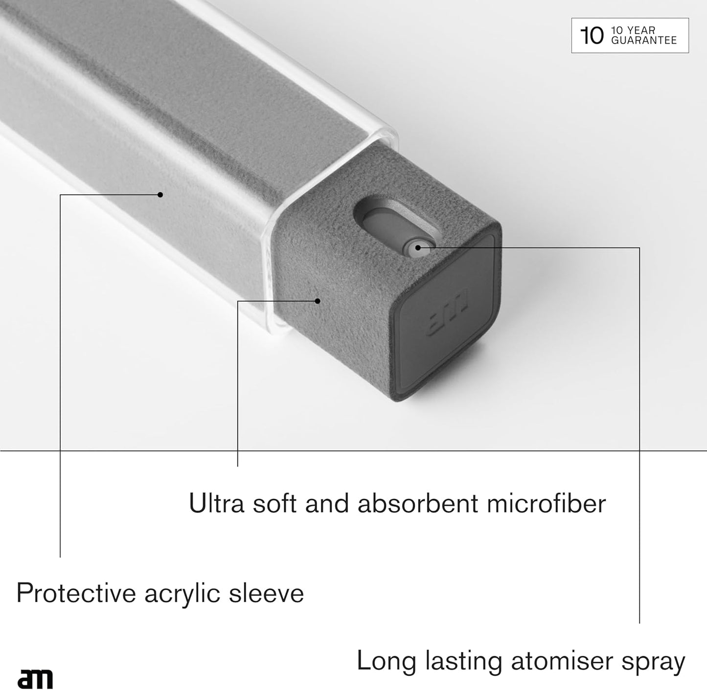 am Screen Cleaner Mist Spray with Microfiber Cloth Around – Alcohol-Free, Streak-Free Screen Cleaning Kit for Smartphones, Tablets, Laptops, Smart TVs & Car Screens, 3 Pack, Gray