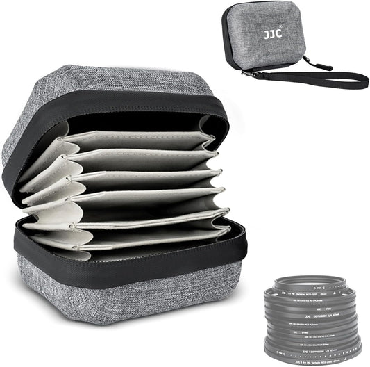 JJC Hard Shell Camera Lens Filter Case Up to 67mm (62mm 58mm 55mm 52mm 49mm 46mm 43mm 40.5mm 37mm),Water Resistant & Dustproof,Camera Filter Pouch with Microfiber Cleaning Cloth for Photography