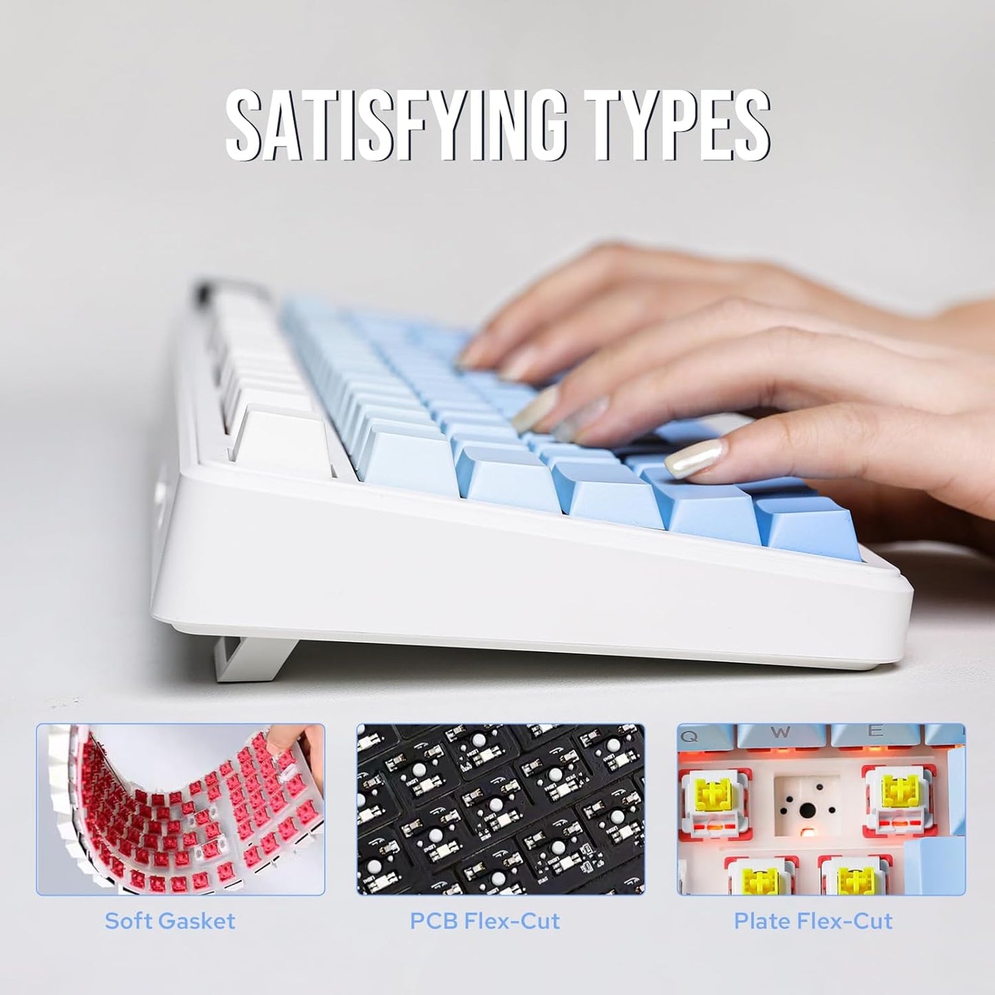 EPOMAKER X Aula F99 PRO Wireless Gaming Keyboard with 8000mAh Battery, Hot Swappable Creamy Keyboard, 2.4GHz/Type-C/BT5.0, NKRO, RGB Backlit for Win/Mac/Gaming (Blue Gradient)