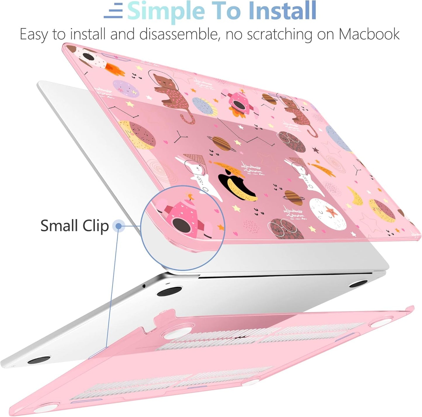 MEEgoodo for M4/M3/M2 MacBook Air 15.3 inch Case 2025 2024 2023, Case Fit Model (A3241/A3114/A2941) for MacBook Air 15 inch, Laptop Hard Shell with Keyboard Cover, Space & Animals