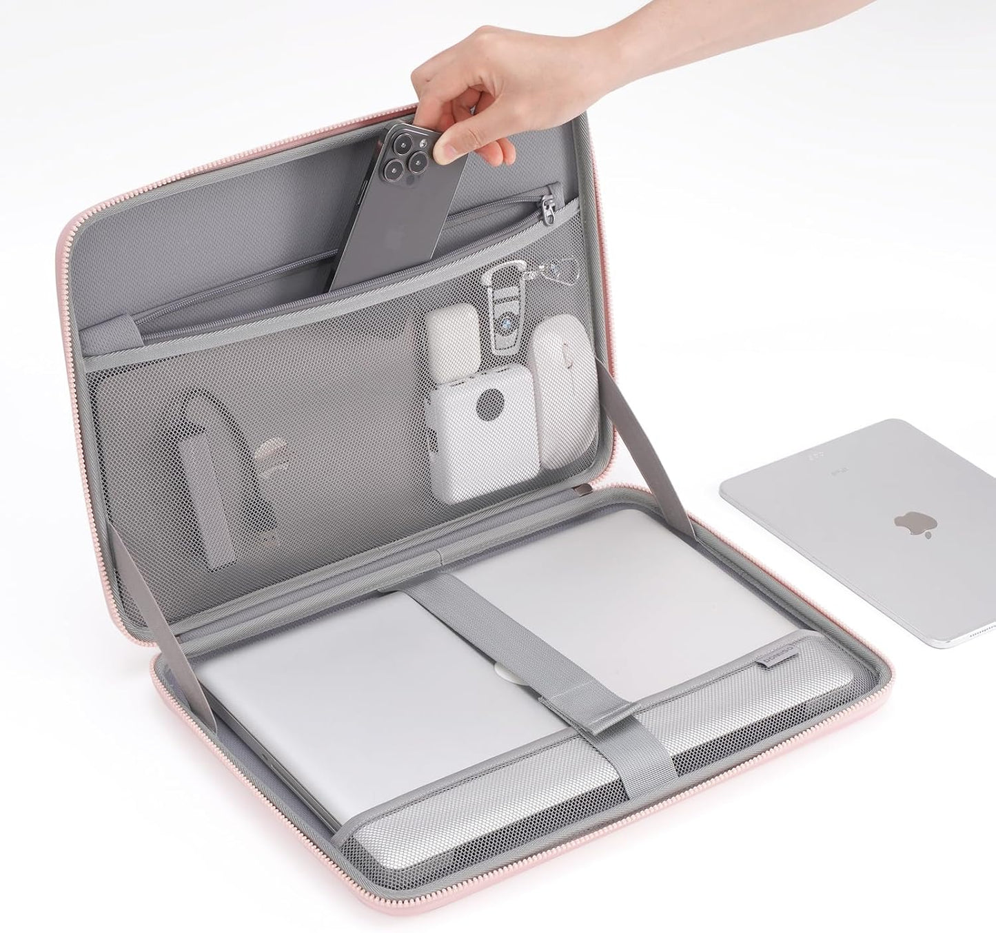 DOMISO 17 inch Laptop Sleeve with Handle Shockproof Waterproof EVA Protective Case for 17.3" ZBook Fury 17.3 G8/MSI GS73VR Stealth Pro/HP Envy 17/LG Gram 17"/ROG Strix GL702VS, Pink