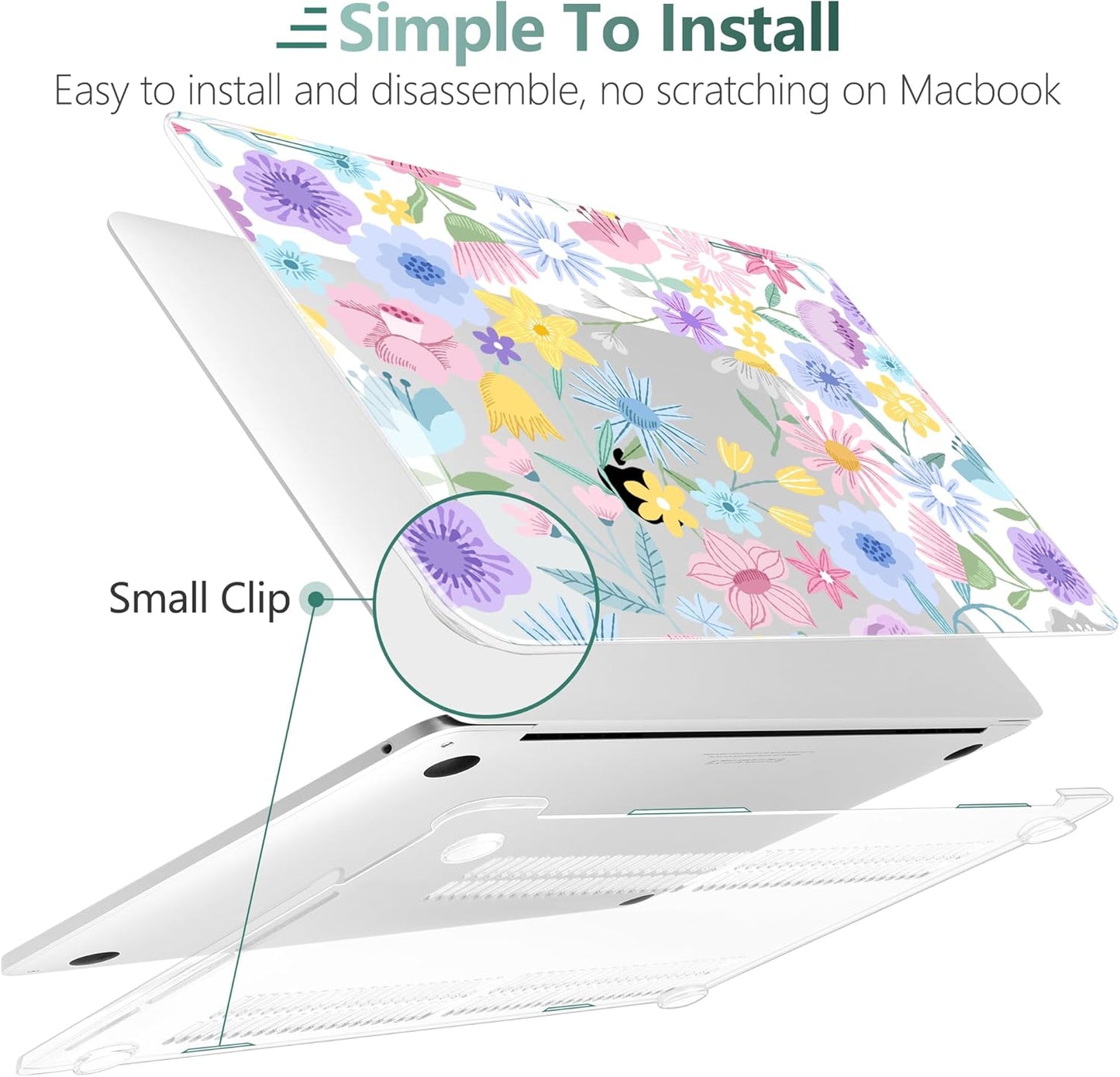 TWOLSKOO Compatible with MacBook Pro 13 inch Case 2023-2016 A2338 M2/M1 A2251 A2289 A2159 A1989 A1706, Plastic Hard Shell Cover & Keyboard Skin & Screen Protector, Spring Blooms
