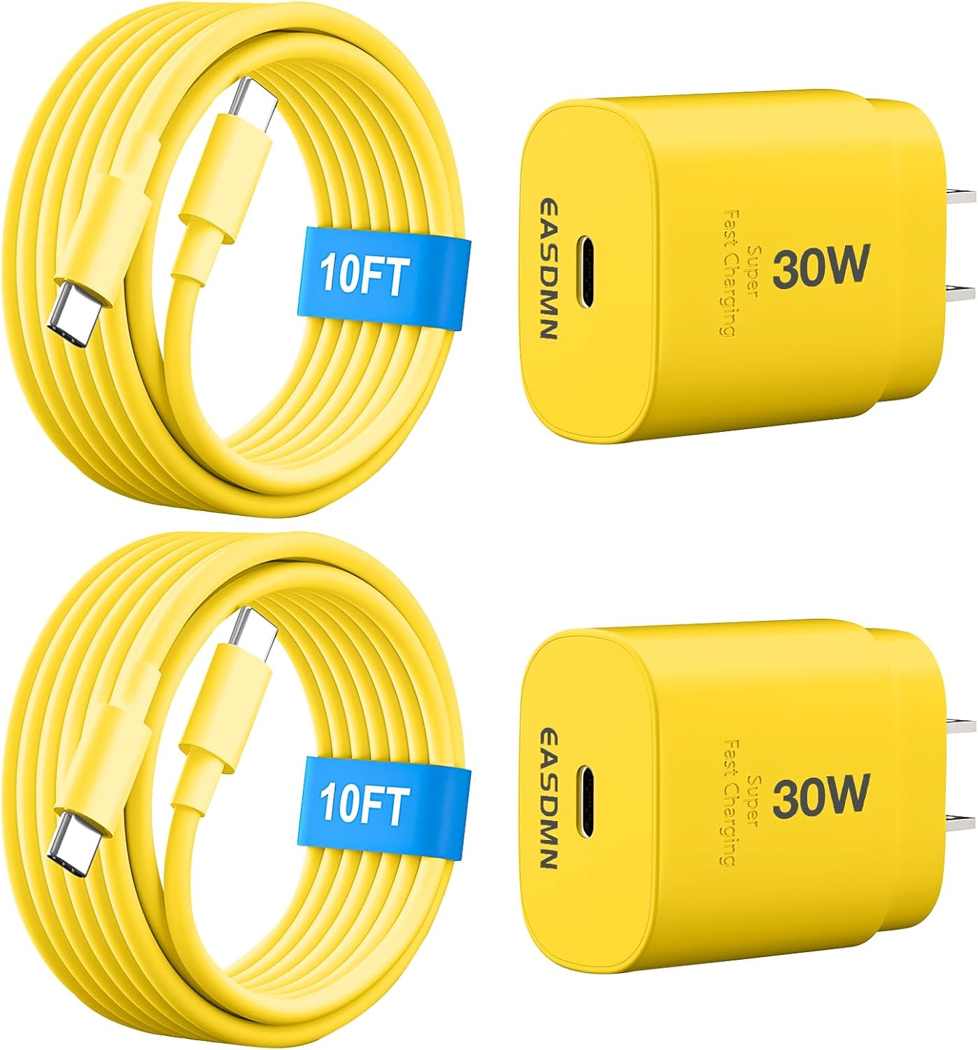 30W USB C i Phone 16 15 Charger Fast Charging, 2PACK Wall Charger for iPhone 16 15 Pro Max Charger Cord 10FT Fast Type C Charger Block for iPhone 16/16 Pro/15 Plus/15 Pro/15 Pro Max, iPad Pro, Yellow