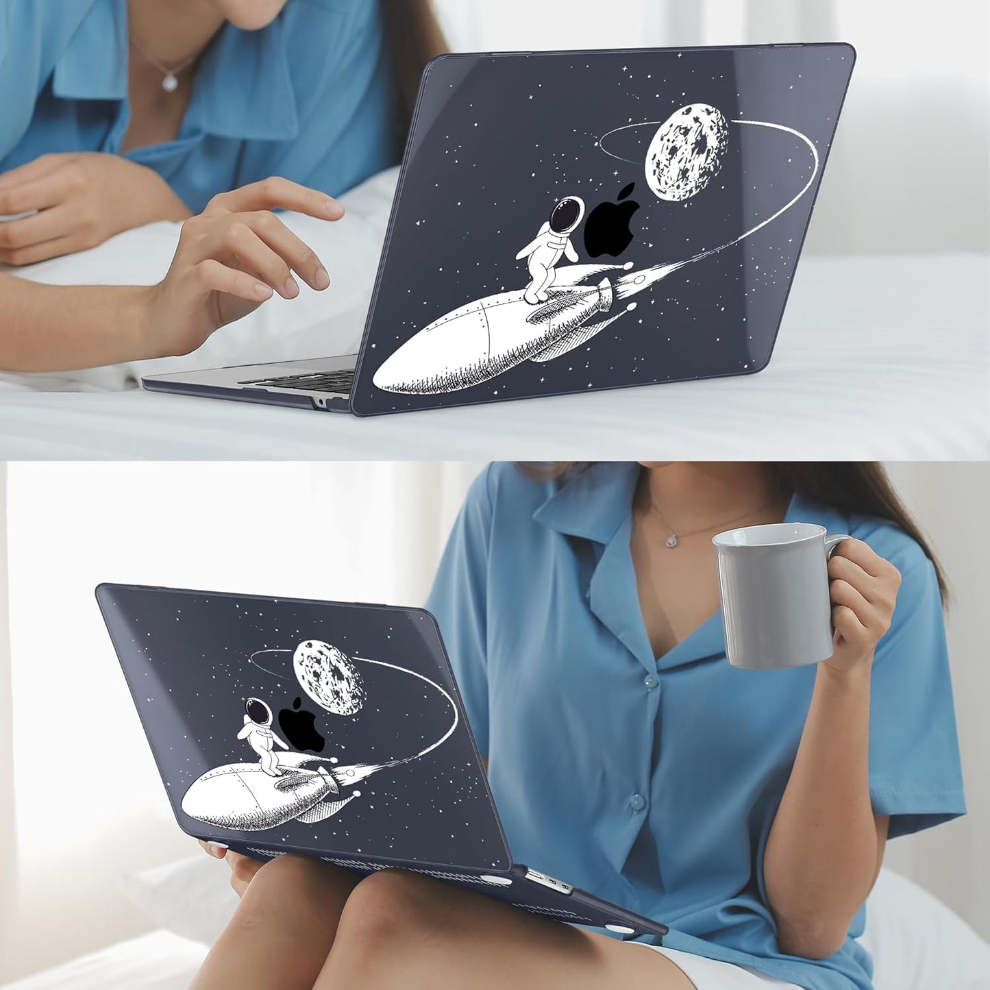 Mektron for 2025 M4 MacBook Air 13.6 Inch A3240 Case Fits 2023 A2681 M2 2024 A3113 M3 Chip with Liquid Retina Display Touch ID, Printed Plastic Hard Shell Cover for MacBook Air 13.6", Astronaut