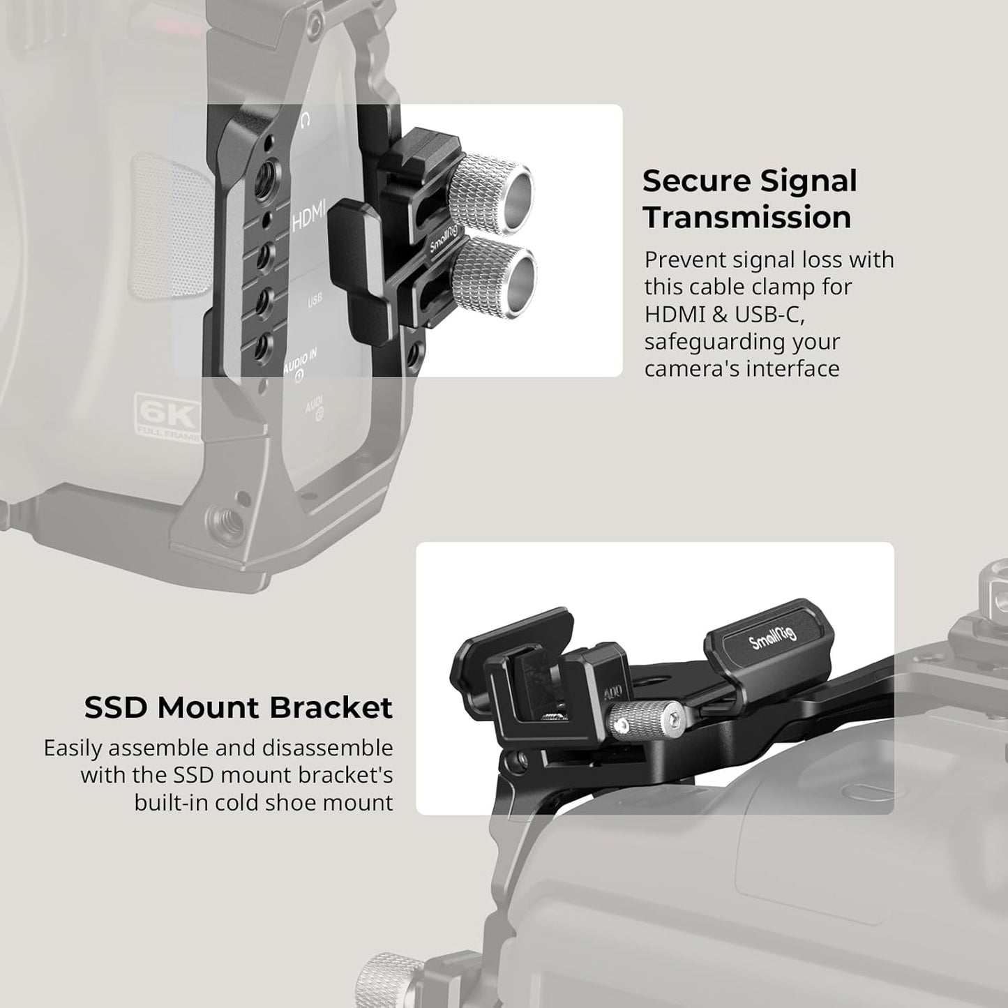 SmallRig Camera Cage Basic Kit for Blackmagic Design Cinema Camera 6K, Full Cage for BMCC 6K, with Top Handle, SSD Mount Bracket, Cable Clamp and Lens Mount Adapter Support - 4574