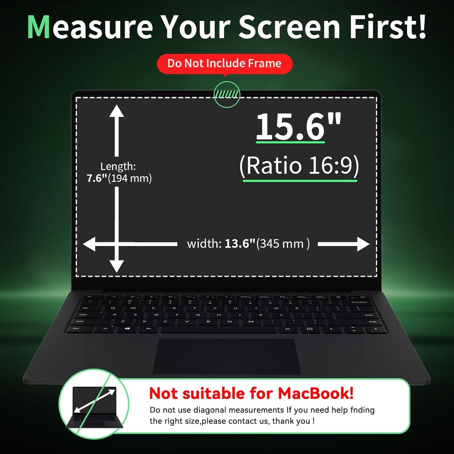 Laptop Privacy Screen 15.6 Inc for 16:9 Aspect Ratio Screen Protector, Anti-Glare Blue Light Laptop Screen Privacy Shield Removable 15.6in Filter for Lenovo HP Dell Acer Asus Thinkpad Envy Xps