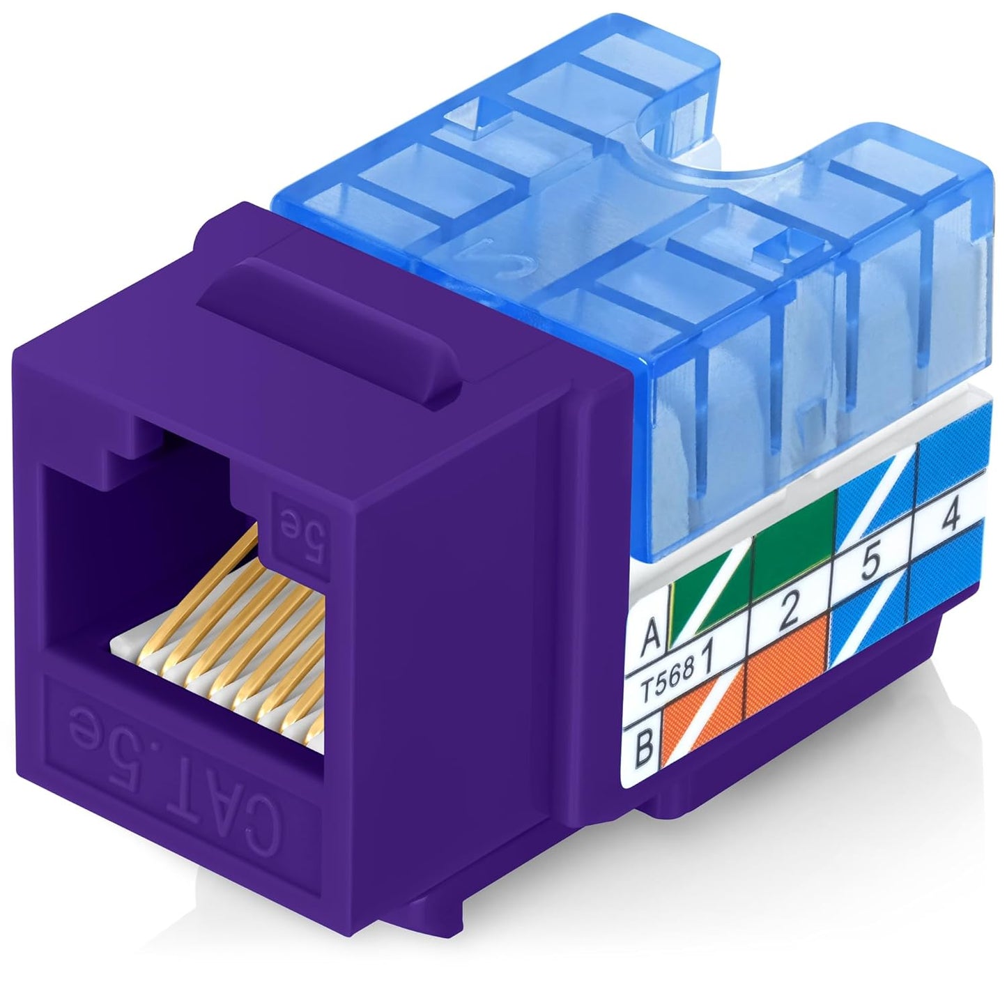 Everest 90° Angled RJ45 Cat5e Keystone Jacks 10-Pack in Purple - Slim Profile Female RJ45 Connectors - Cat 5e Keystone Jack - Compatible with 90° Angled Speed Termination Tool - easyJACK (B094WB91H3)