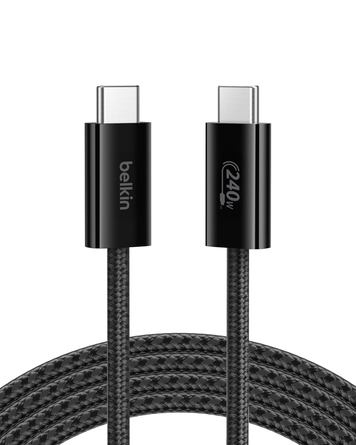 Belkin USB C to USB C Cable, 6.6ft, 240W - Type C Charger, iPhone Charger Cord, Soft, Braided, Flexible for iPhone 17, Galaxy S25, Pixel 10, MacBook, Chromebook, iPad Pro, Switch Steam Deck – Black