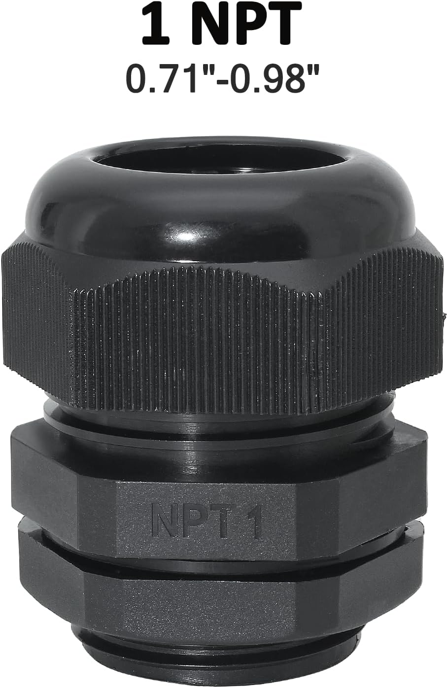 1" NPT Nylon Cable Glands, IP68 Waterproof Adjustable Cord Grip Cable Connector Strain Relief Wire Protectors for 18-25mm Cable Diameter, 2 Pcs, Black