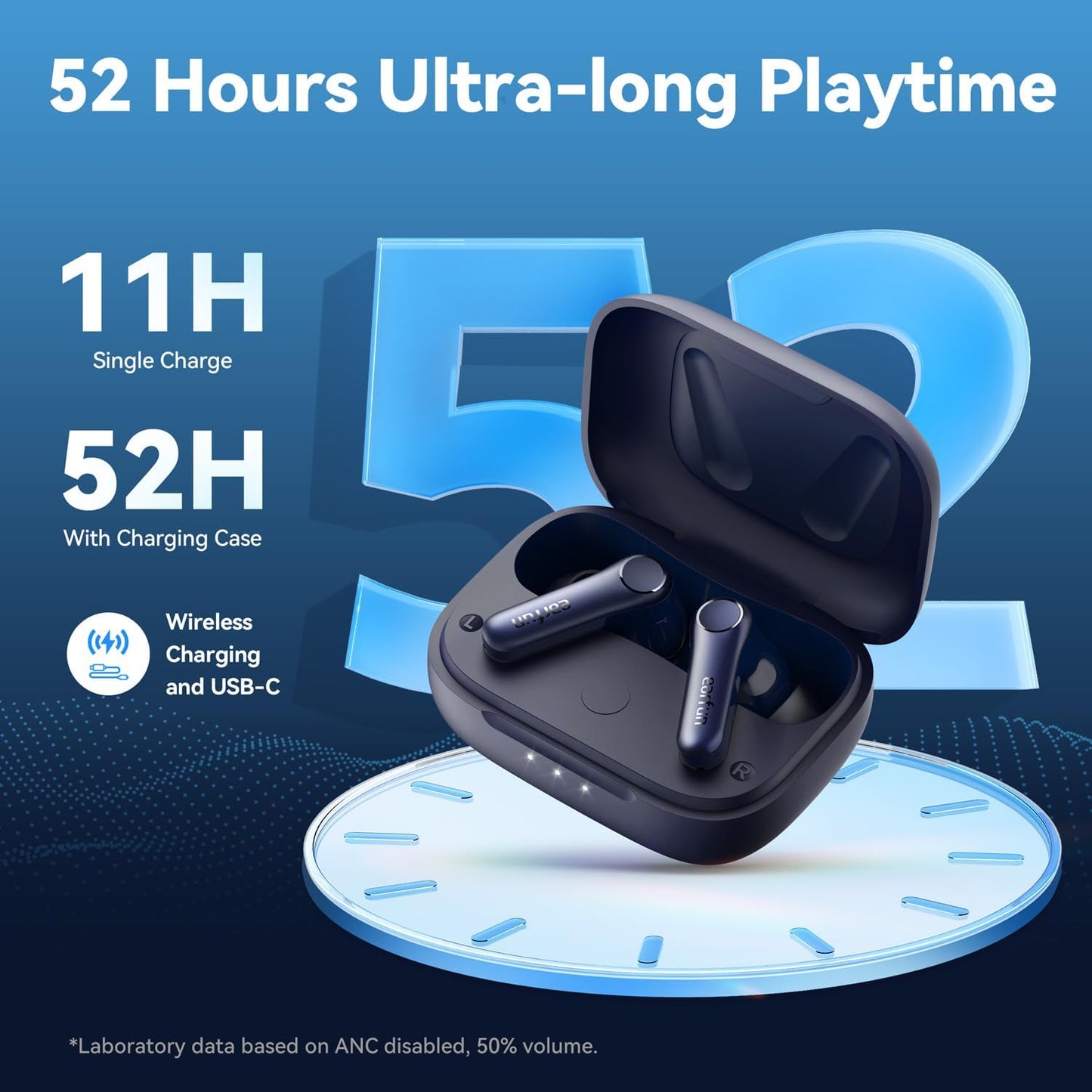 EarFun Air Pro 4 Adaptive Hybrid Noise Canceling Wireless Earbuds, Qualcomm Snapdragon Sound, aptX Lossless, 6 Mics AI CVC 8.0 Call, LDAC Hi-Res Audio, 52H Playtime, Bluetooth 5.4 (Royal Blue)