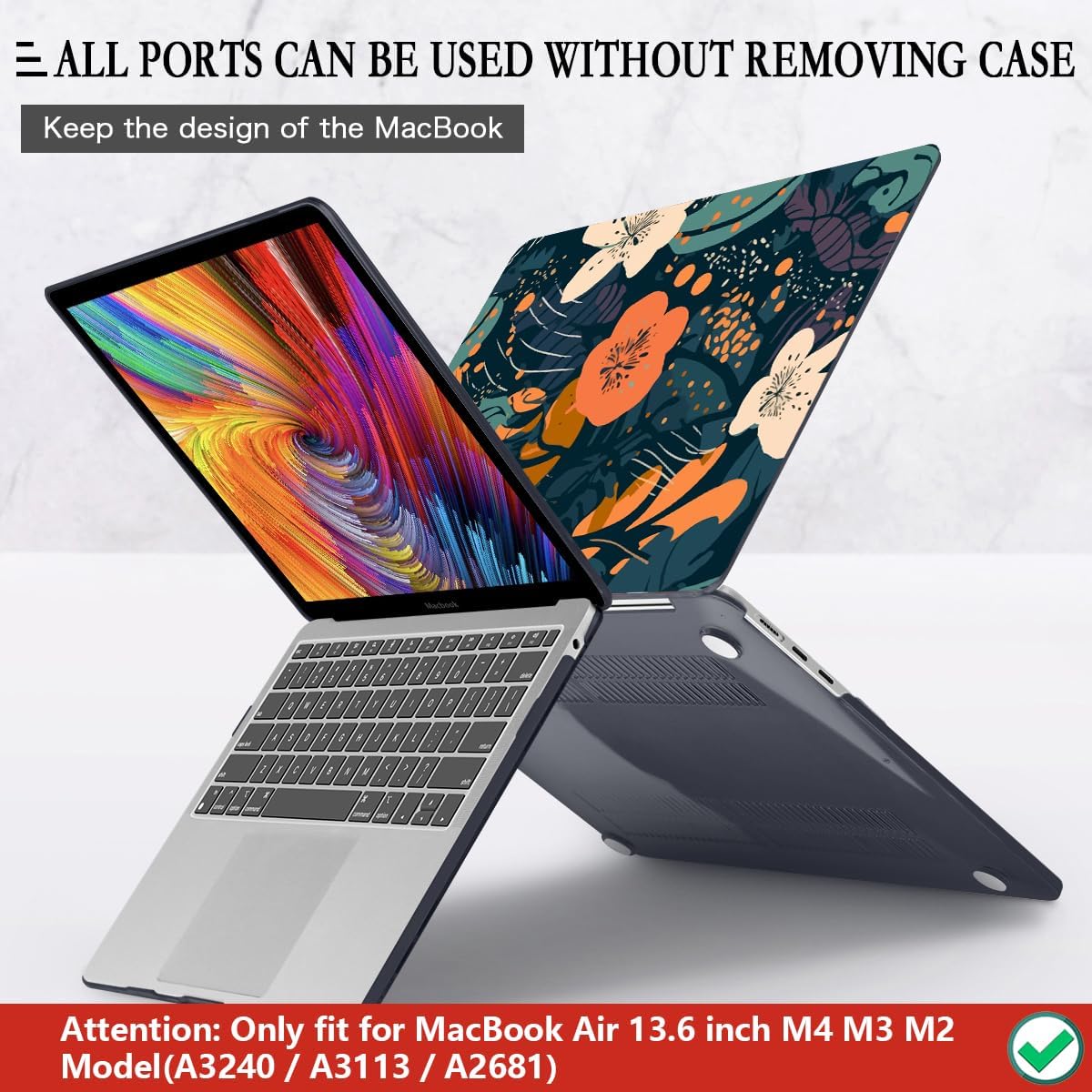 CISSOOK Compatible with MacBook Air 13.6 inch Case 2025 2024 2023 2022 Release M4 M3 M2 Chip, Plastic Flowers Hard Shell Keyboard Cover for MacBook Air 13.6 inch Case A3240 A3113 A2681, Little Flower