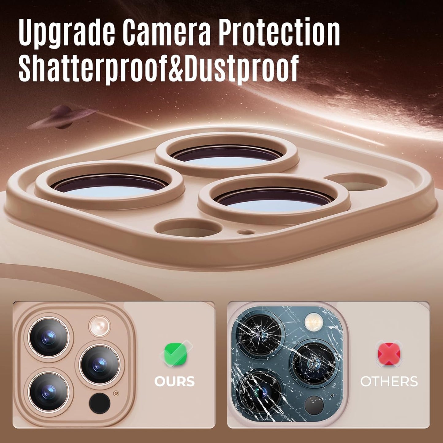 Designed for iPhone 12 Pro Max Case, Compatible with MagSafe, with Privacy Screen Protectors X2, [Camera Protection] [15FT Military Drop Protection] Shockproof Phone Case, 6.7", Light Brown