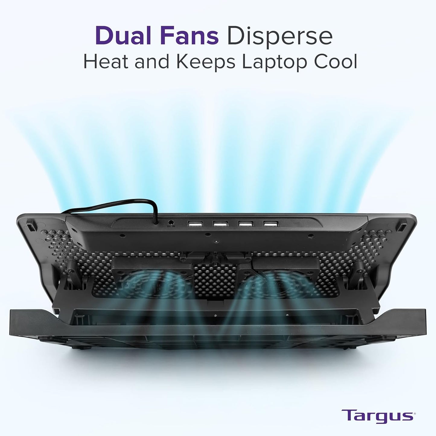 Targus Laptop Cooling Pad for Laptops up to 17-inches, Dual High-Speed Fans Chill Mat + 4-Port USB Hub Laptop Fan Cooling Pad for Work, USB Stand Cooling Pad for Gaming Laptop Cooling Fan (AWE81US)