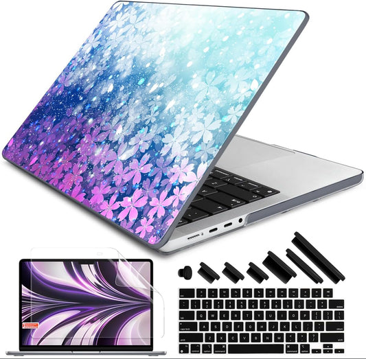 DONGKE for M4 MacBook Pro 16 Inch Case 2024 2023 2021 A3403 A3186 M3 A2991 M2 A2780 M1 A2485 Pro/Max Chip, Plastic Hard Shell Case & Keyboard Cover for Mac Pro 16 with Touch ID, Sparkling Flower