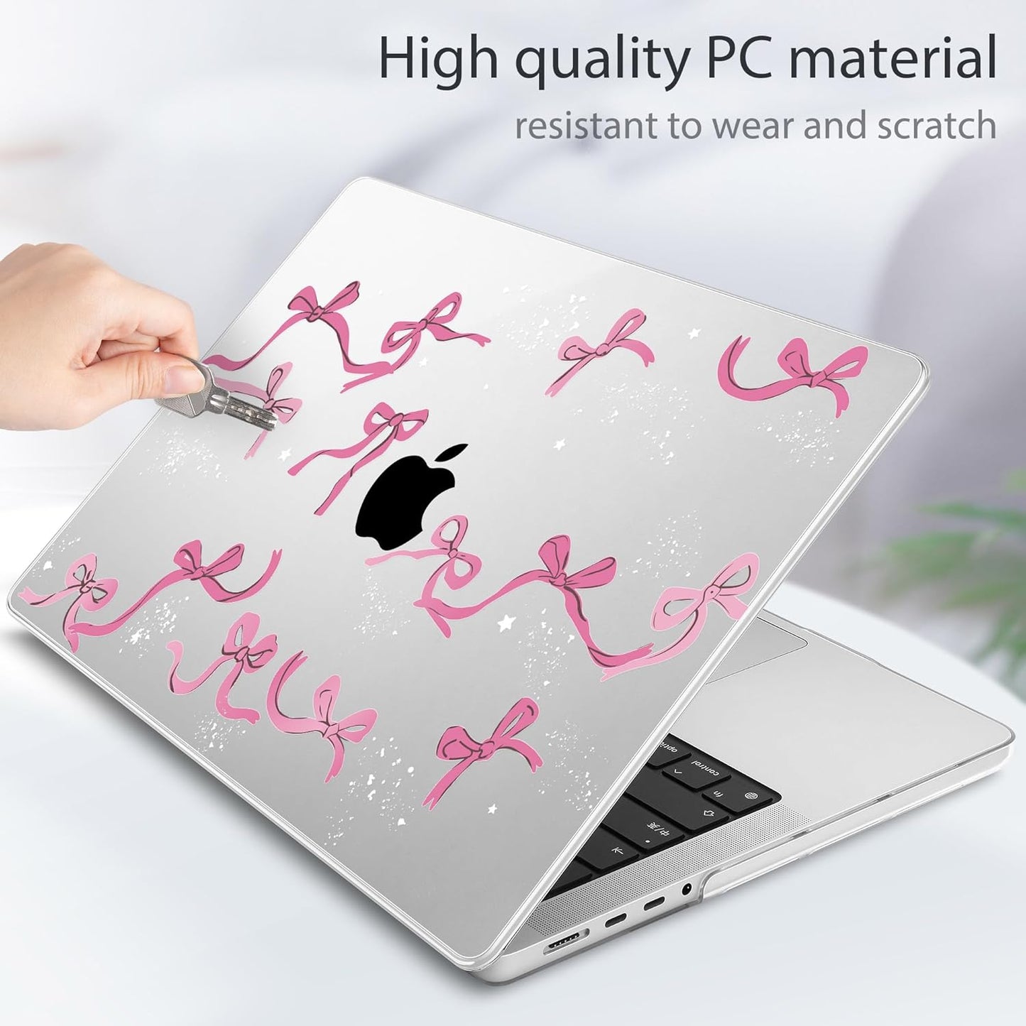 Tuiklol for MacBook Pro 14 Inch Case 2024-2021 Release M4 A3112 A3401 A3185/M3 A2918 A2992/M2 A2779/M1 A2442 Pro/Max,Hard Shell Case with Keyboard Cover & Screen Protector for Touch ID,Bow