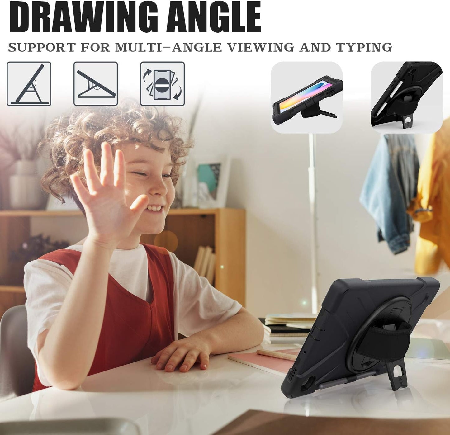 BRAECN for Samsung Galaxy Tab S6 lite Case 10.4 inch 2024/2022,Rugged Shockproof Case with 360 Rotating Hand Strap&Kickstand, Shoulder Strap, S Pen Holder for Samsung Galaxy Tab S6 Lite Tablet -Black