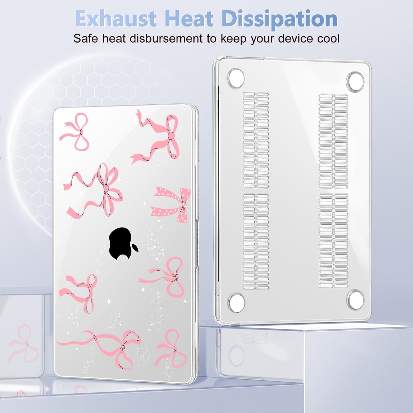 Case for MacBook Air 15 Inch 2025 2024 2023 Release M4 A3241 M3 A3114 M2 A2941, Hard Shell with Screen Protector & Keyboard Cover, Compatible with Touch ID, Star Bow