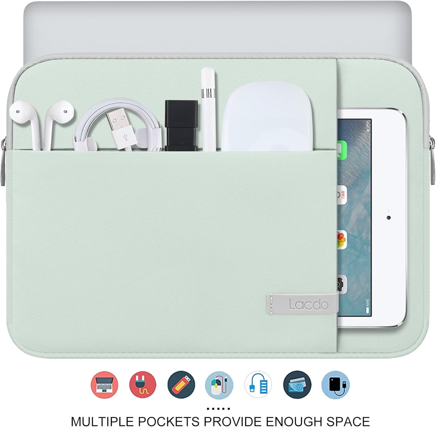 Lacdo Chromebook Case 11 Inch Laptop Sleeve for 11 Inch Acer HP Lenovo Dell Samsung ASUS Chromebook Spin 3 11, 13 inch New Surface Pro 11 Copilot+PC / 10 9 8 X, 11.6" MacBook Air Computer Bag, Green