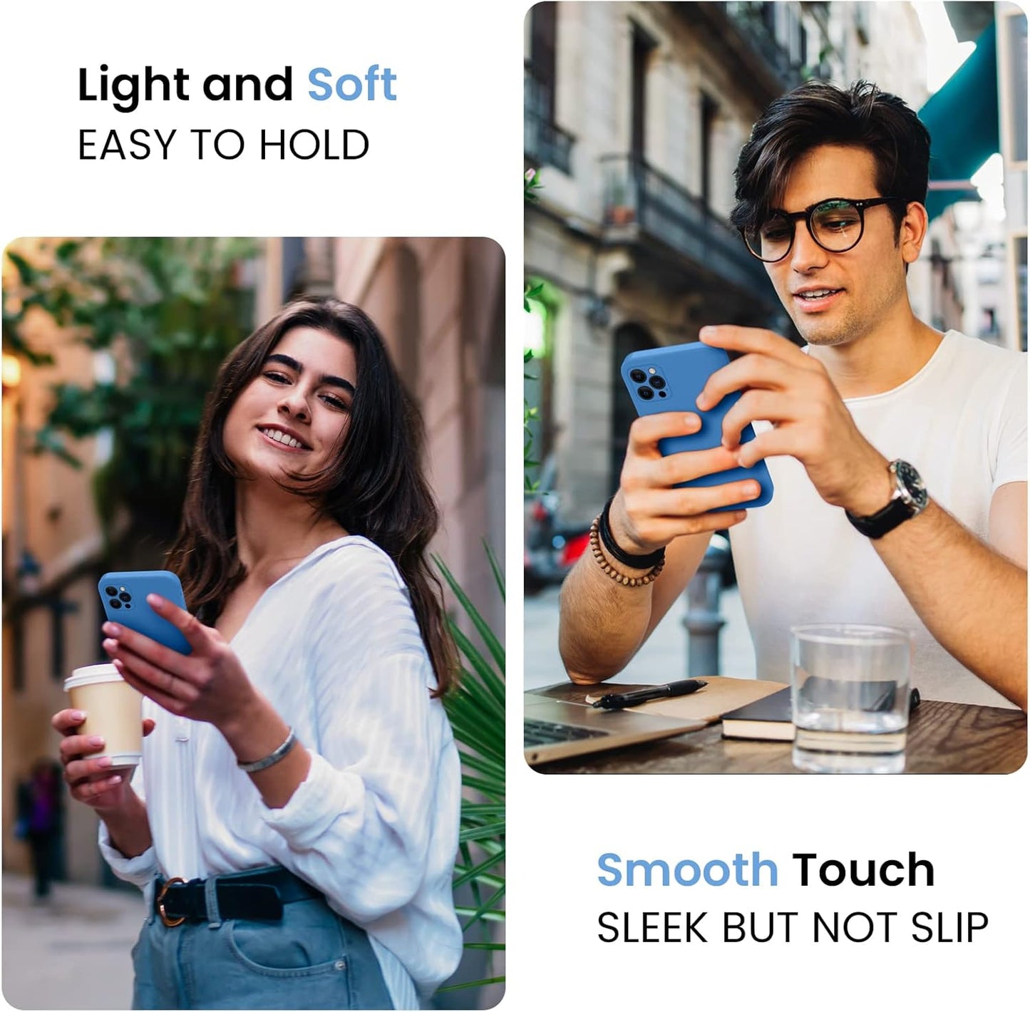 FireNova Designed for iPhone 13 Pro Max Case, Silicone [Camera Protection] Phone Case with [2 Screen Protectors], Soft Anti-Scratch Microfiber Lining Inside, 6.7 inch, Blue