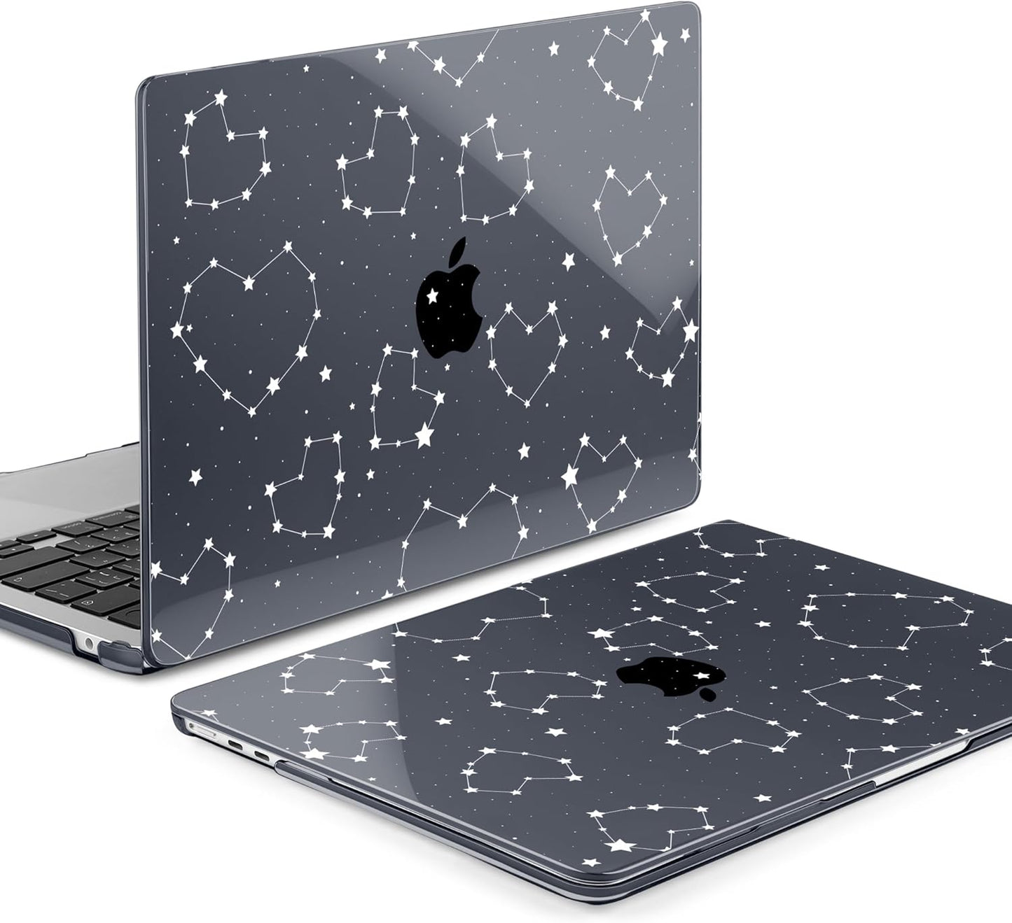 MEEgoodo for M4/M3/M2 MacBook Air 15.3 inch Case 2025 2024 2023, Case Fit Model (A3241/A3114/A2941) for MacBook Air 15 inch, Laptop Hard Shell with Keyboard Cover, Constellations & Hearts