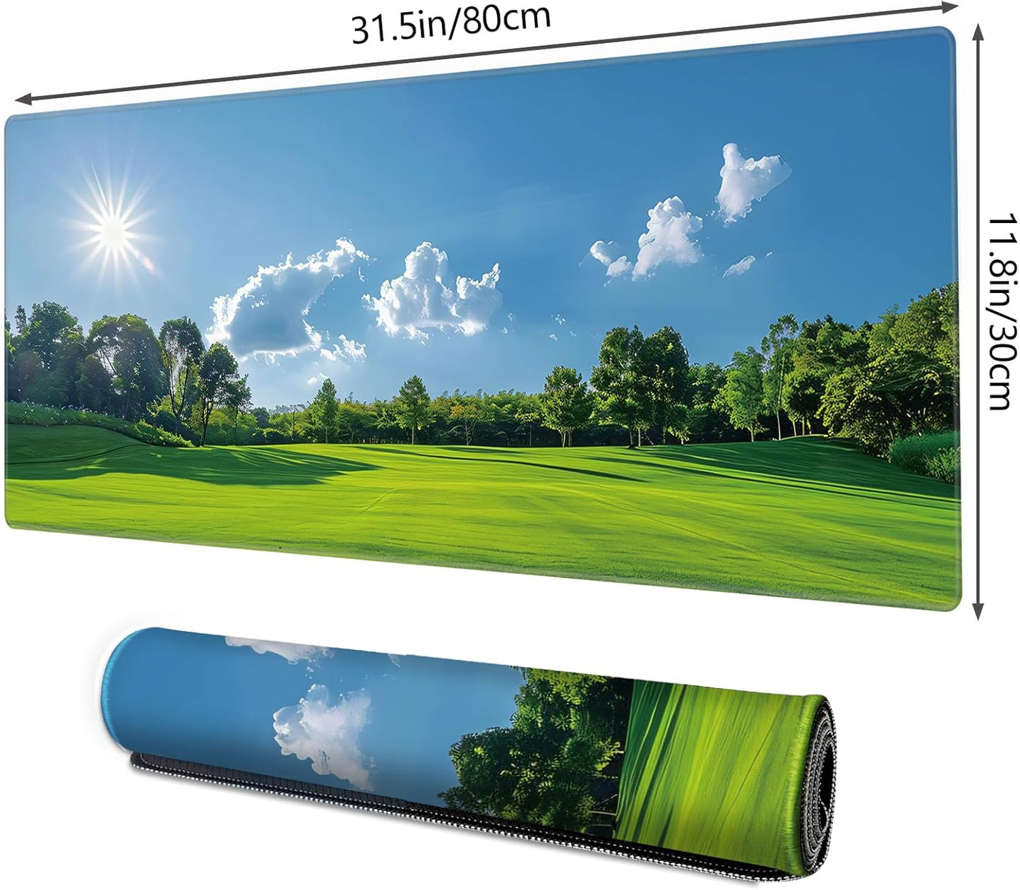 Galdas Gaming Mouse Pad XXL XL Large Long Extended Big Mousepad Non-Slip Rubber Keyboard Mouse Pad with Stitched Edges for Laptop Home Office (31.5x11.8x0.08 Inch) … (Grass)