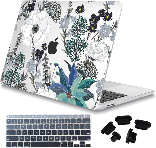 Mektron for MacBook Air 13 Case A1466/A1369 (2010-2017 Release), Snap-on Plastic Hard Shell Cover for MacBook Air 13.3 inch with Keyboard Cover, Retro Florals