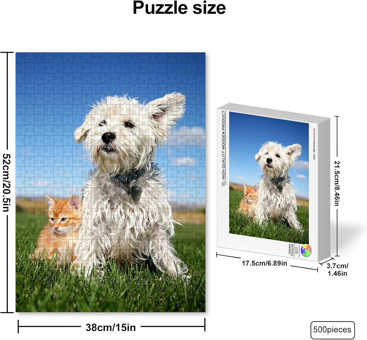 Custom 500 Piece Puzzle for Father's Day, Personalized Puzzle from Photos, Make a Puzzl e from a Photo, Wooden P-uzzle Jigsaw for Dad, Family, Wedding, Kids, Pet(15 * 20.5In Vertical)