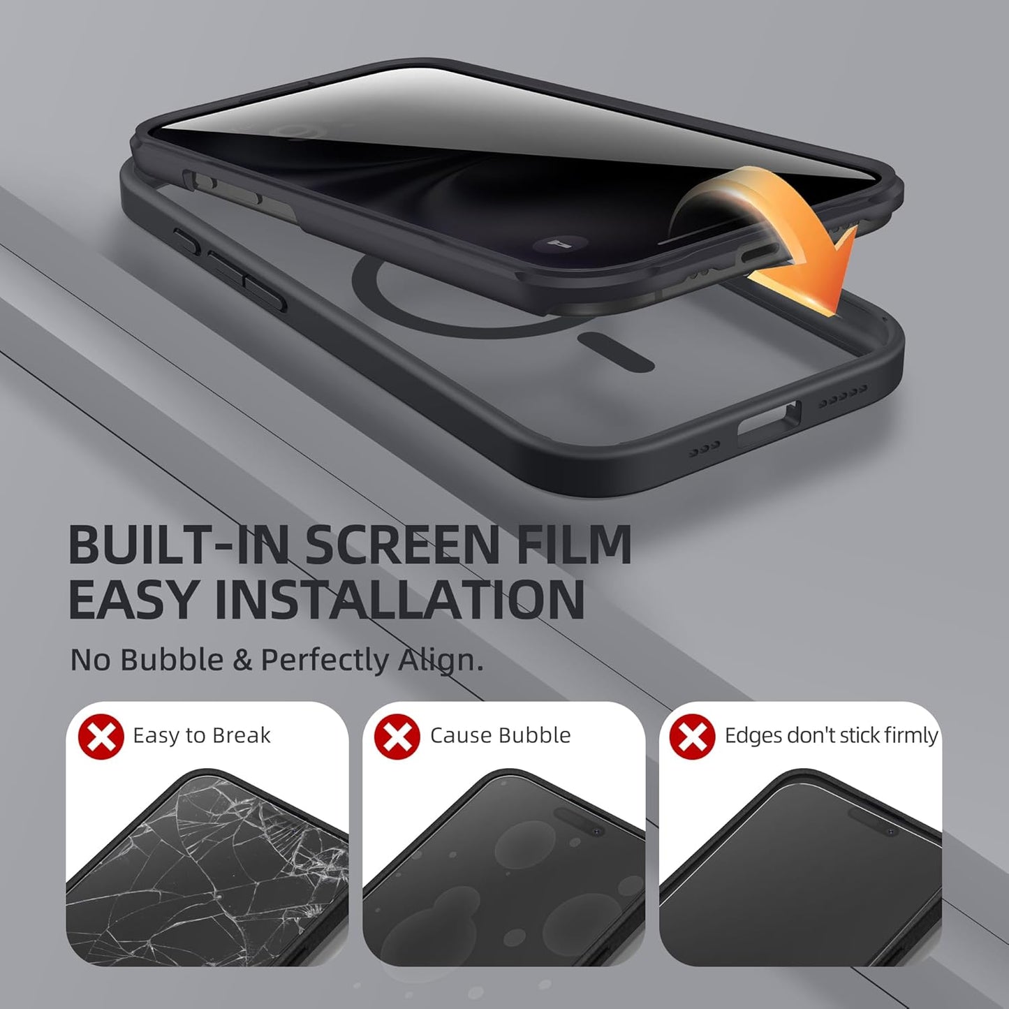 BERFY Magnetic for iPhone 16 Case, Compatible with MagSafe, Built-in Privacy Screen Protector and Upgraded Camera Protection, Anti-Spy Full Body Shockproof Phone Case for 16 6.1", Black