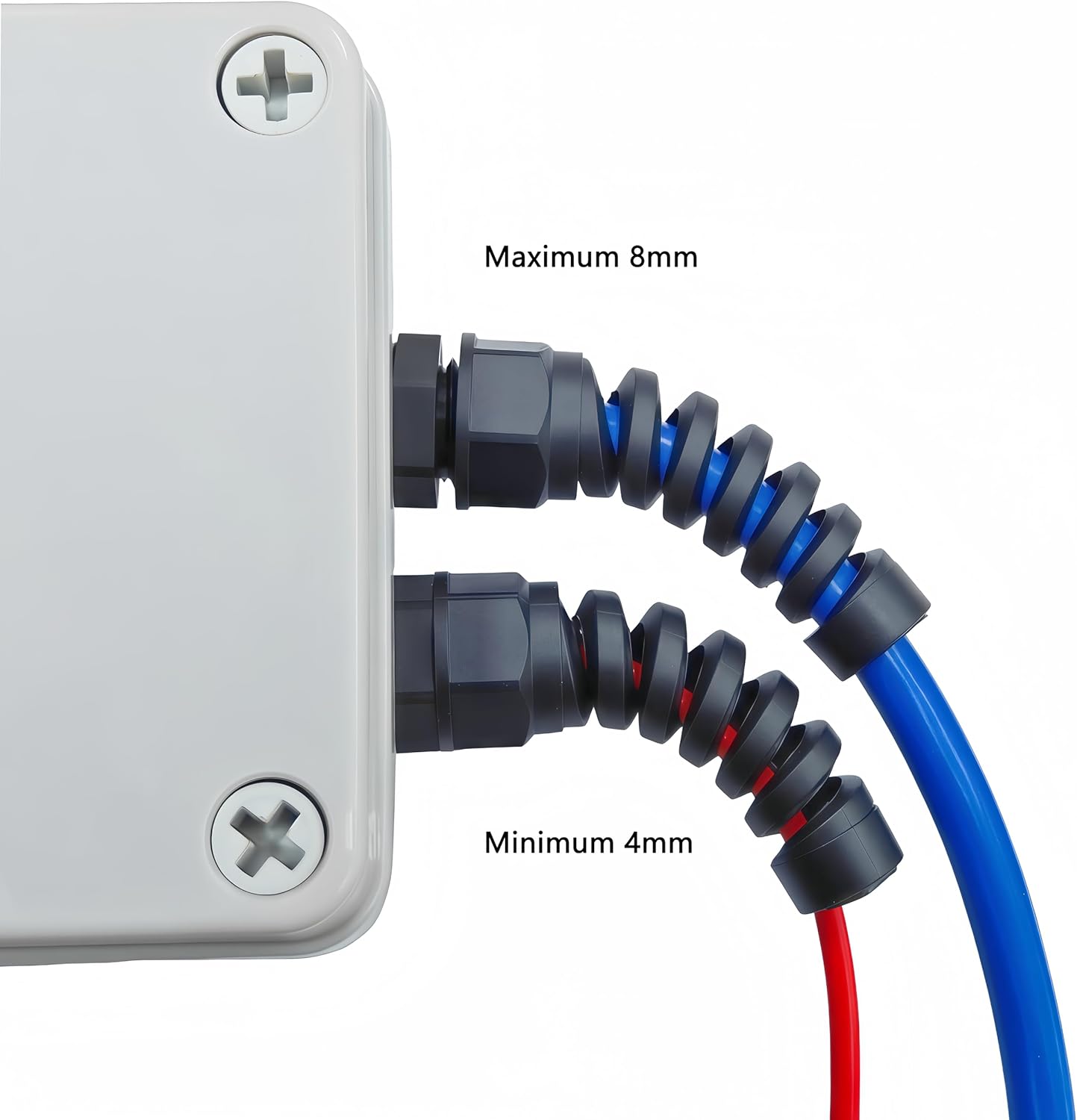 8 Pcs Waterproof Cable Gland, PG9(NPT 1/4) Thread(4-8mm), Made of PA66 Material,waterproof wire grommet Strain Relief Cord Connectors,Suitable for Various Electrical Installations