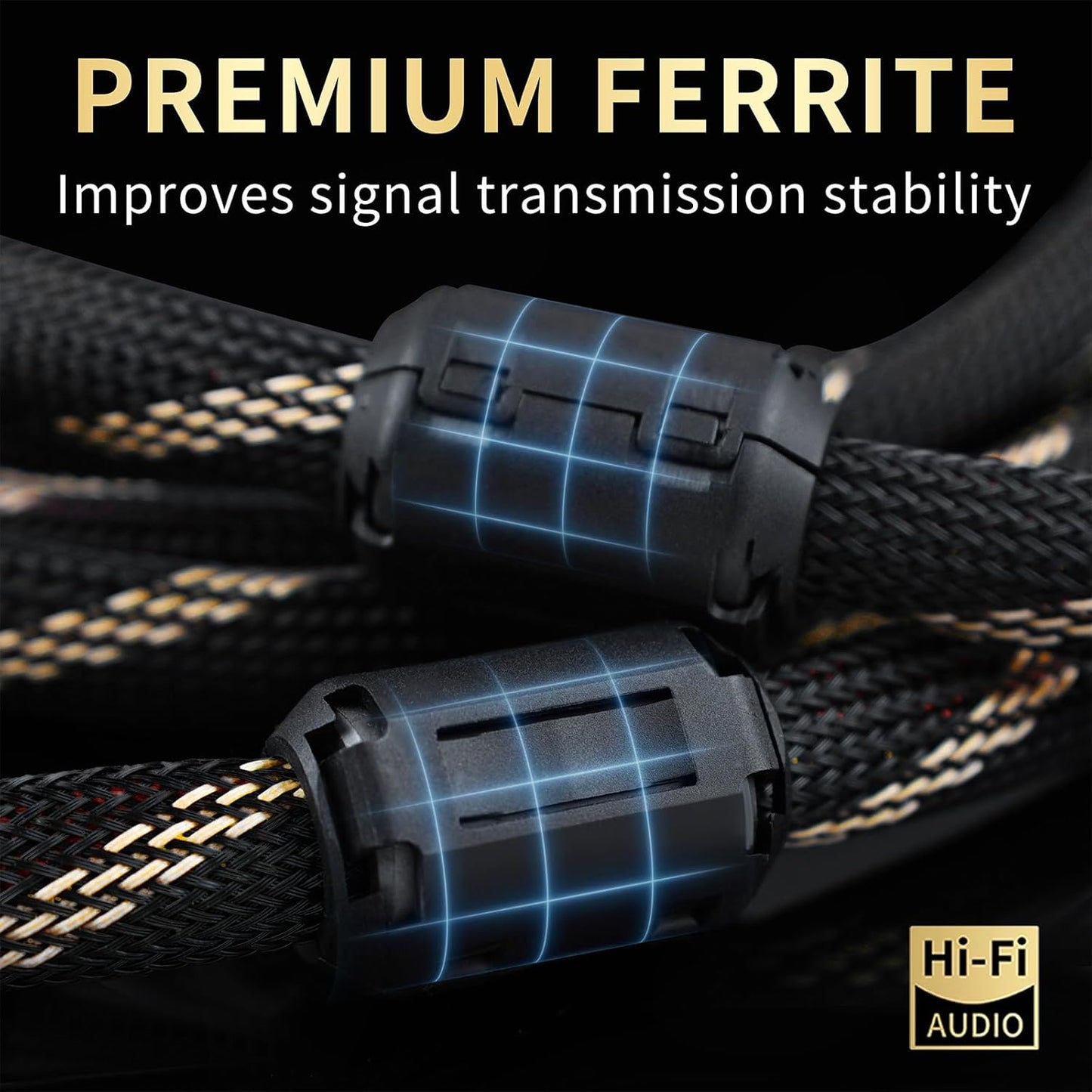 10 AWG Audiophile HiFi Speaker Audio Cable–4N OFC Core,24K Gold-Plated Banana Plugs with Nylon Braid,Compatible with Amplifier,Speakers,AV Receiver & Home Theater(8.20ft/2.5m) 2-Pack