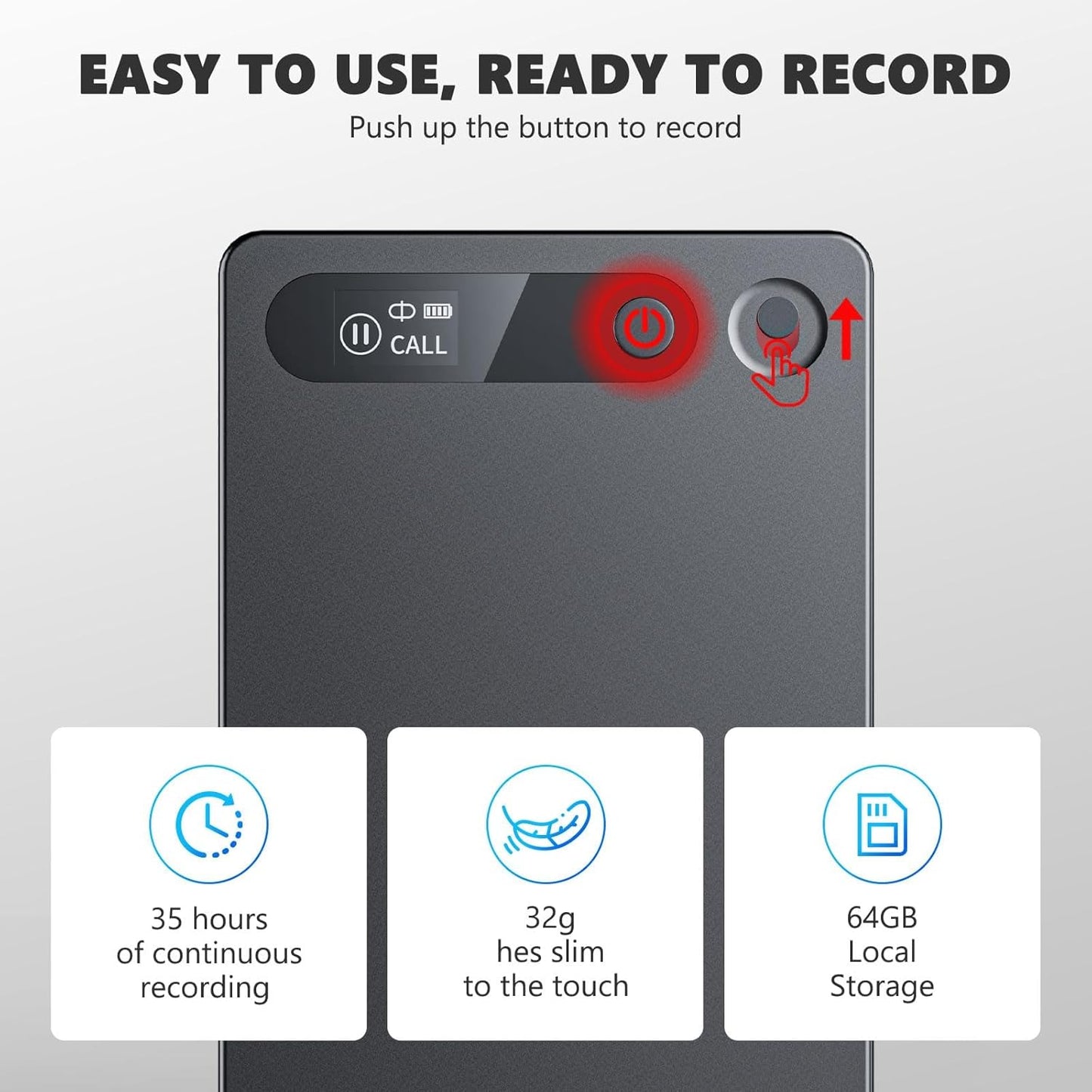 AI Voice Recorder, Voice Recorder AI Technology for Transcription & Summarization with Magnetic Housing, App Control,112 Languages, 64GB Memory, Audio Recorder for Lectures, Meetings