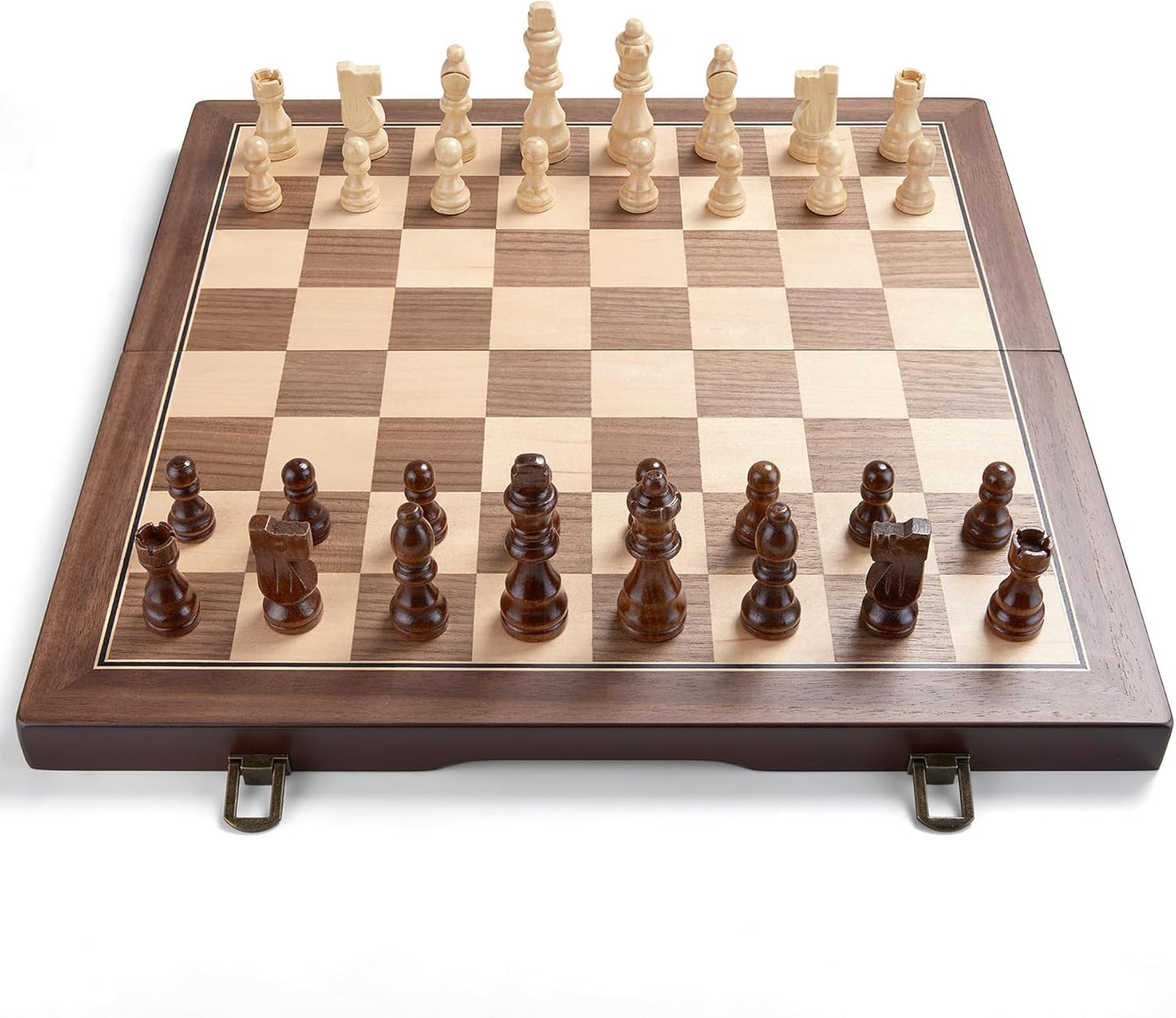 AMEROUS 15'' Magnetic Wooden Chess Set for Adults Kids - with Folding Board, Gift Package, Pieces Storage Slots, Handmade Pieces,Chess Board Game Set for Tournament Professional Beginner