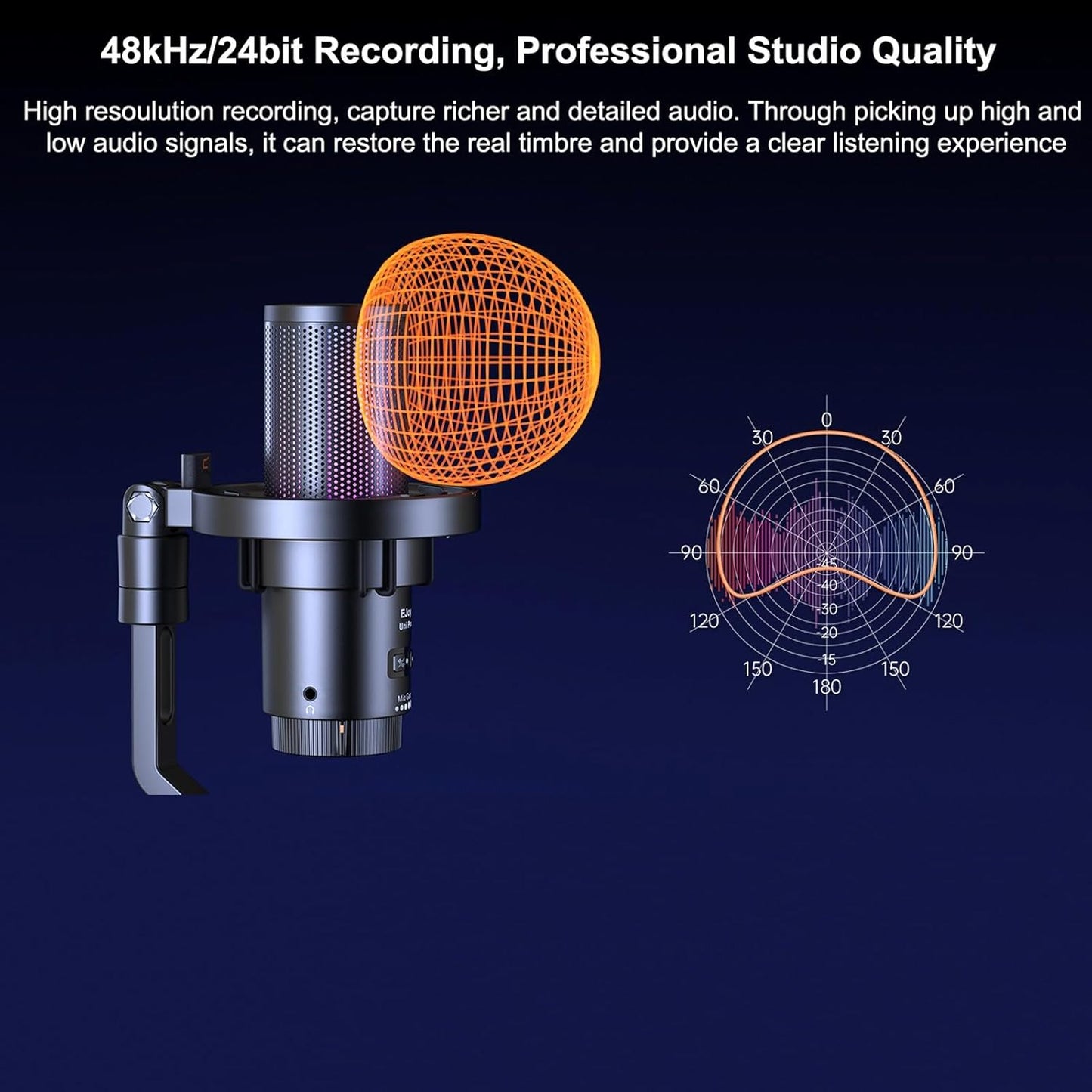 COMICA USB Microphone for Computer and Smartphone,48kHz/24bit RGB Cardioid Condenser Gaming Mic for Podcasting,Streaming,Recording,Music Creation,with Boom Arm Stand-Black(EJoy Uni A)